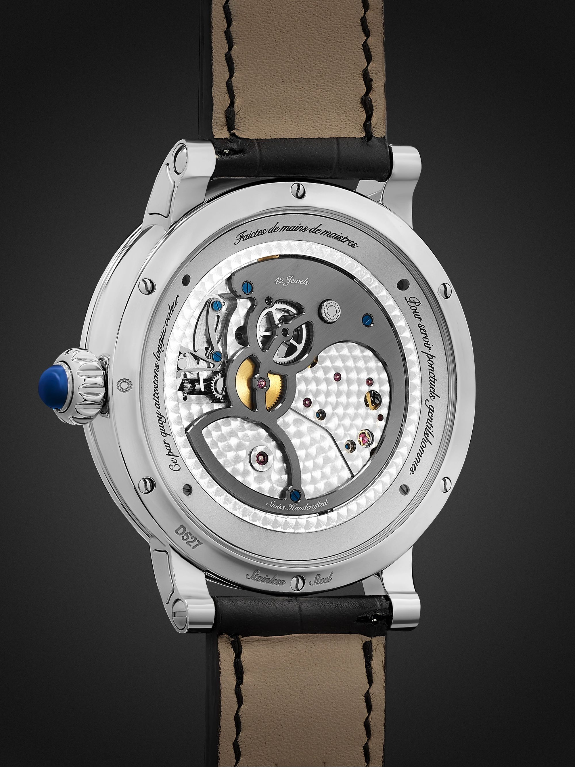 BOVET Récital 29 Moon-Phase 42mm Stainless Steel and Leather Watch, Ref. No. R290002
