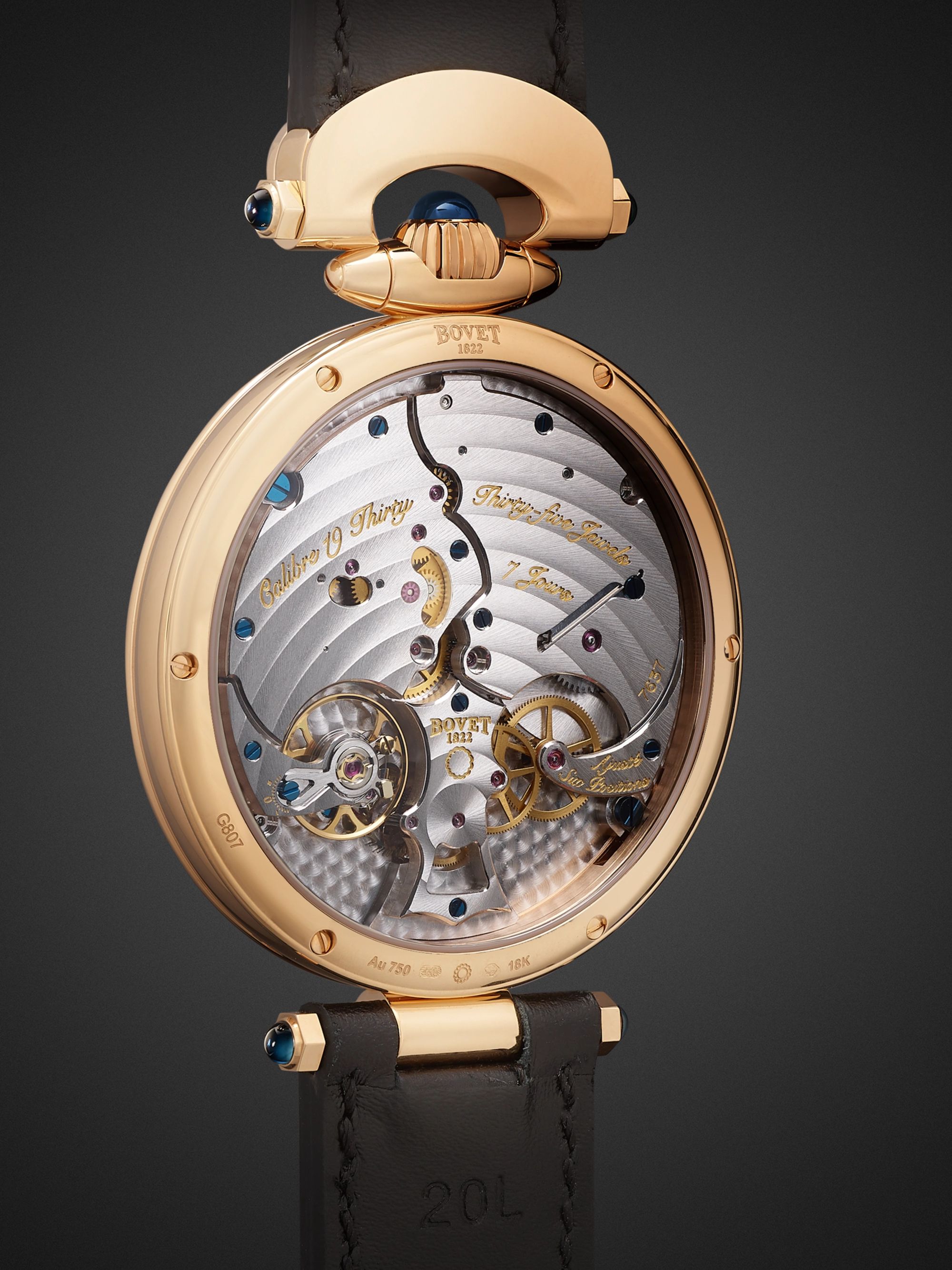 BOVET 19Thirty Fleurier Hand-Wound 42mm 18-Karat Rose Gold and Leather Watch, Ref. No. NTR0029