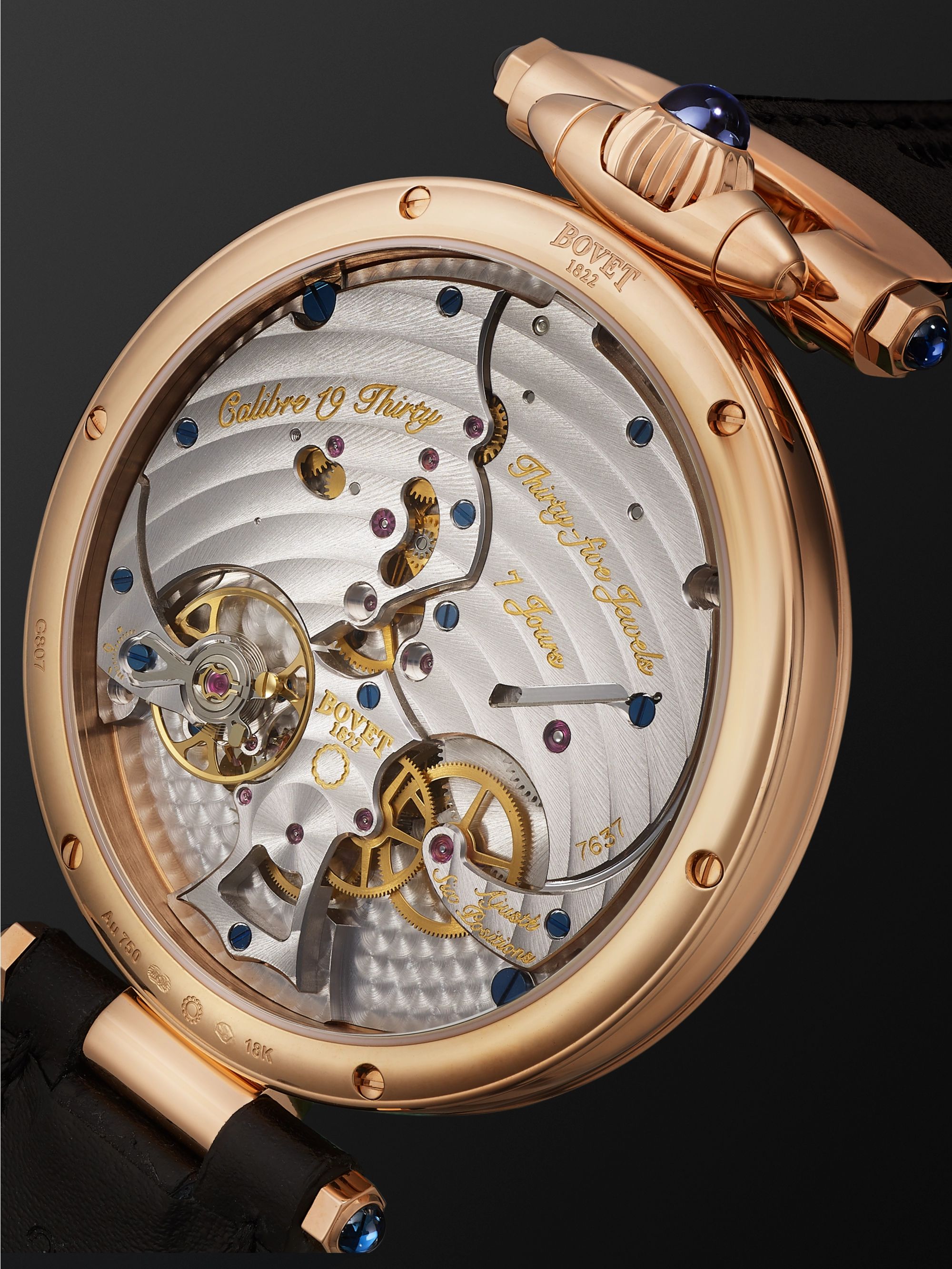 BOVET 19Thirty Fleurier Hand-Wound 42mm 18-Karat Rose Gold and Leather Watch, Ref. No. NTR0029