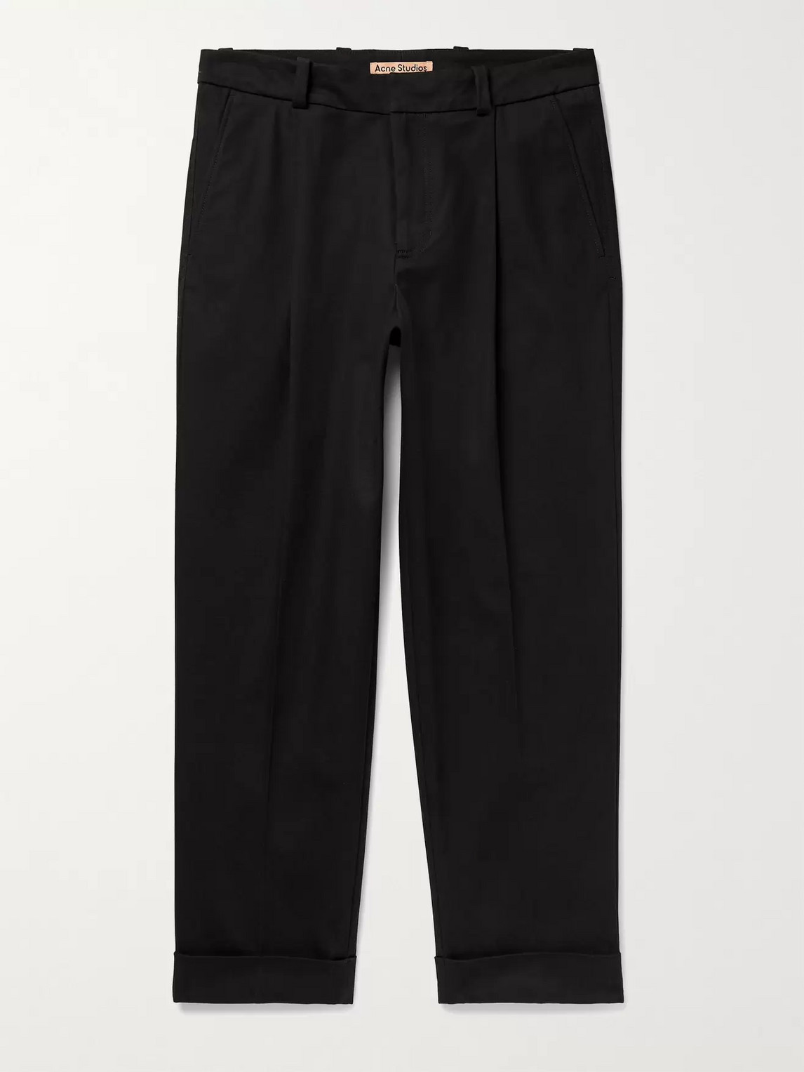 ACNE STUDIOS PIERRE TAPERED CROPPED PLEATED COTTON-BLEND TROUSERS