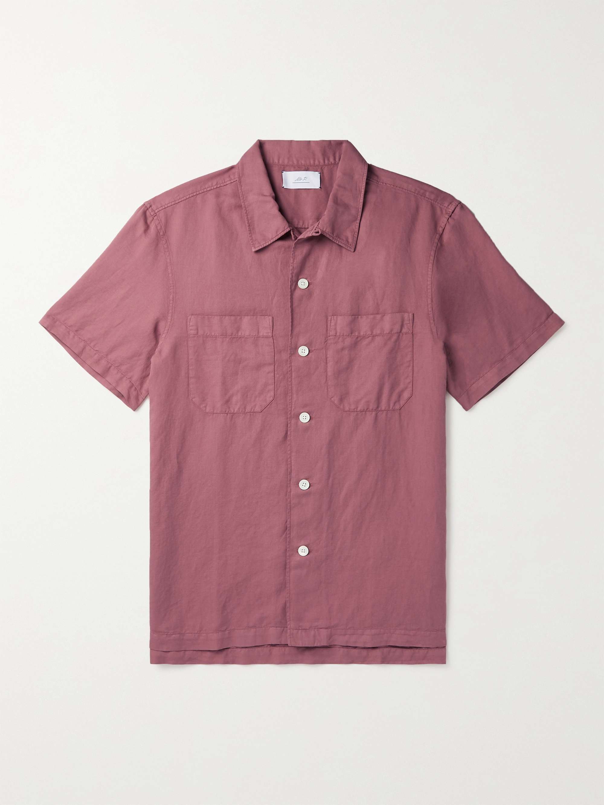 MR P. Convertible-Collar Garment-Dyed Cotton and Linen-Blend Shirt