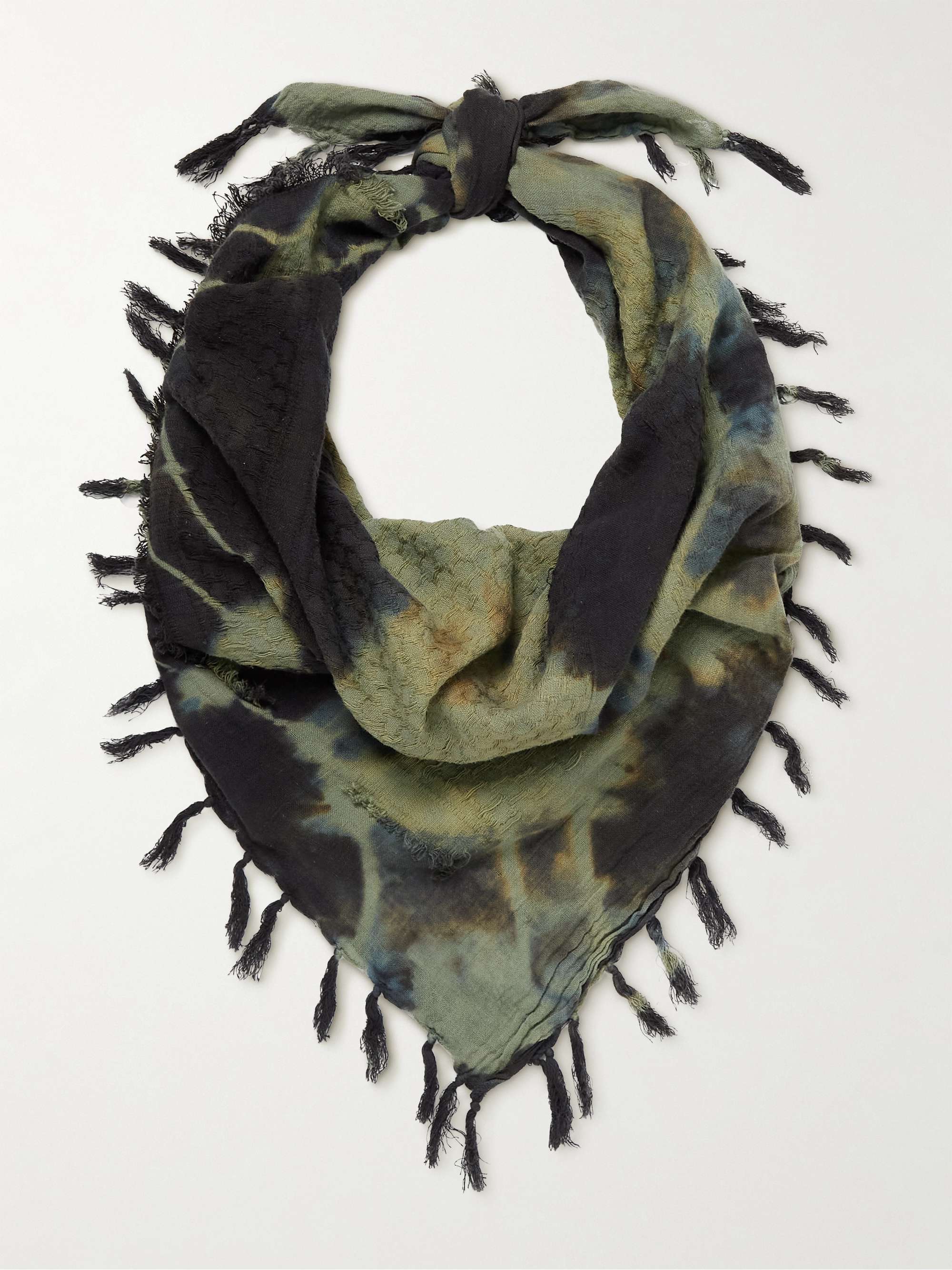NICHOLAS DALEY Tasselled Tie-Dyed Cotton-Voile Scarf