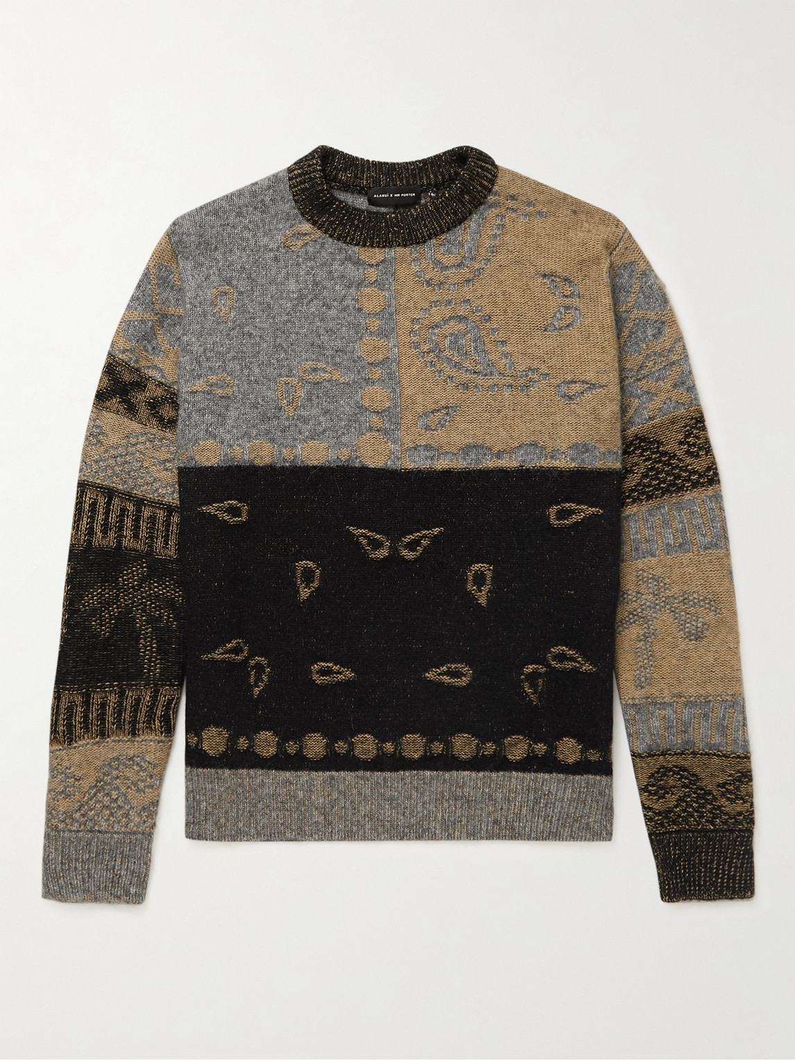Alanui Las Cuevas Bandana Patchwork Jacquard-knit Sweater In Multi