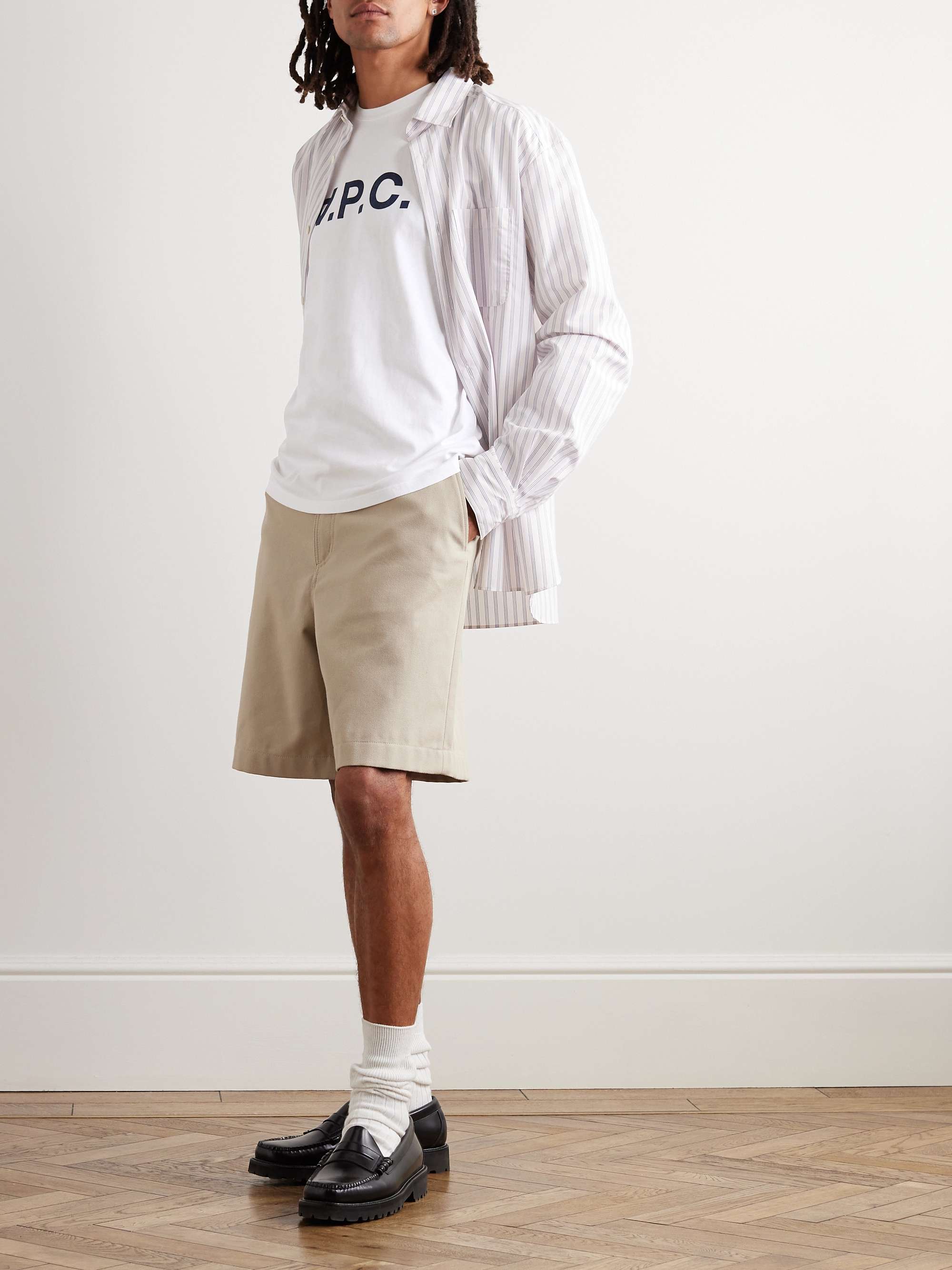White Logo-Flocked Cotton-Jersey T-Shirt | A.P.C. | MR PORTER