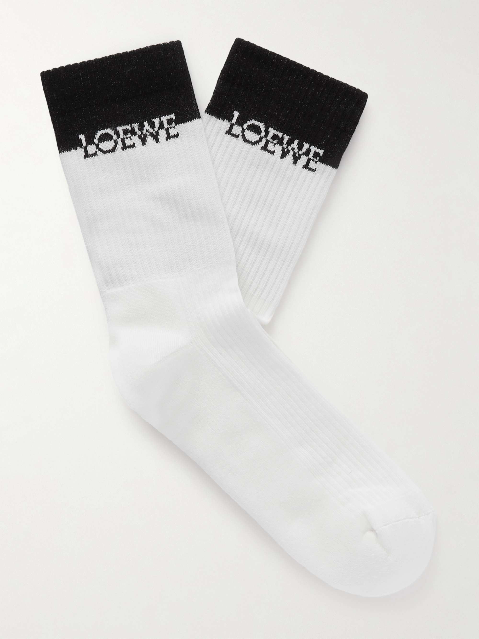 LOEWE Two-Tone Ribbed Cotton-Blend Socks