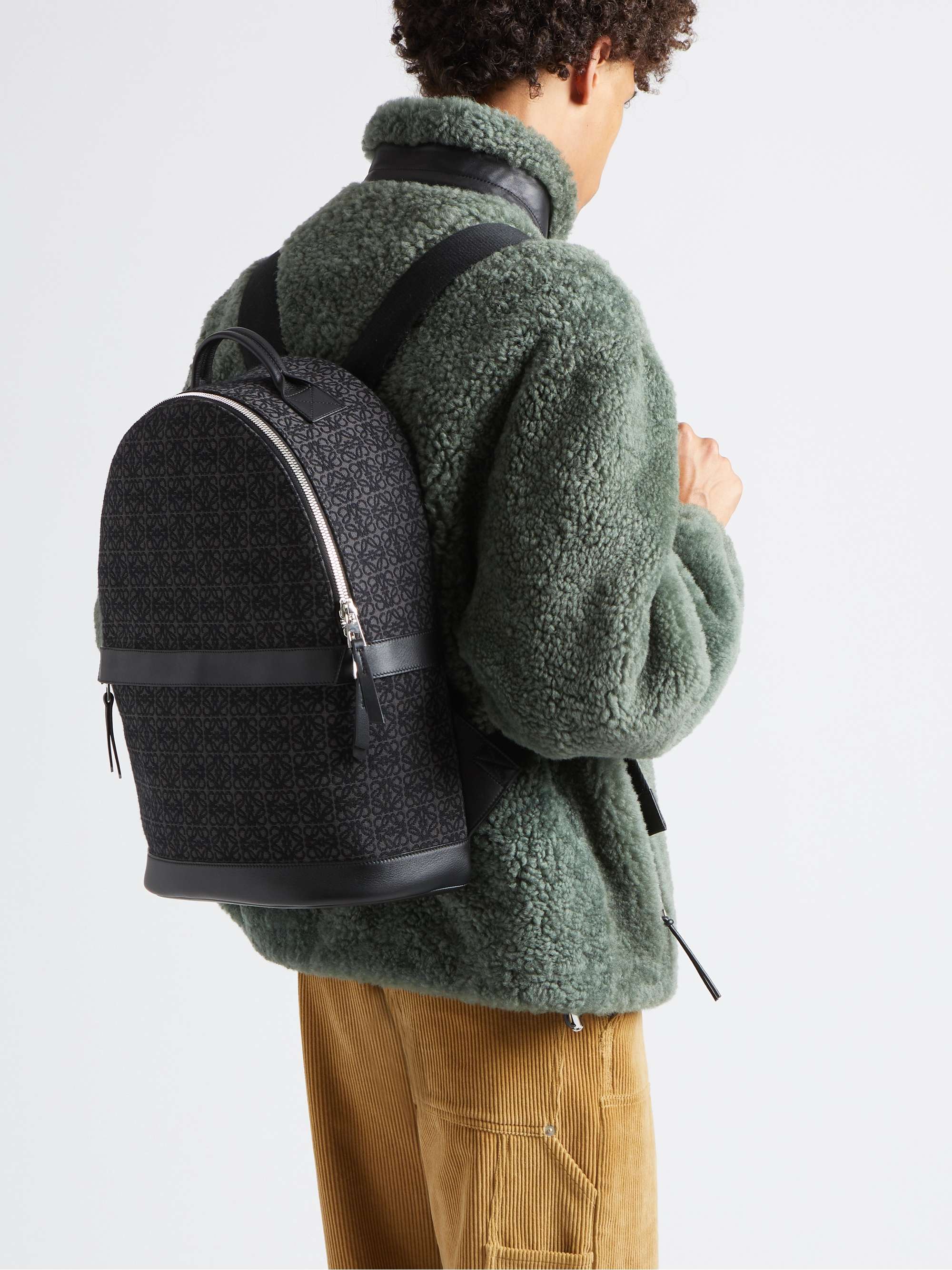 LOEWE Leather-Trimmed Logo-Jacquard Canvas Backpack