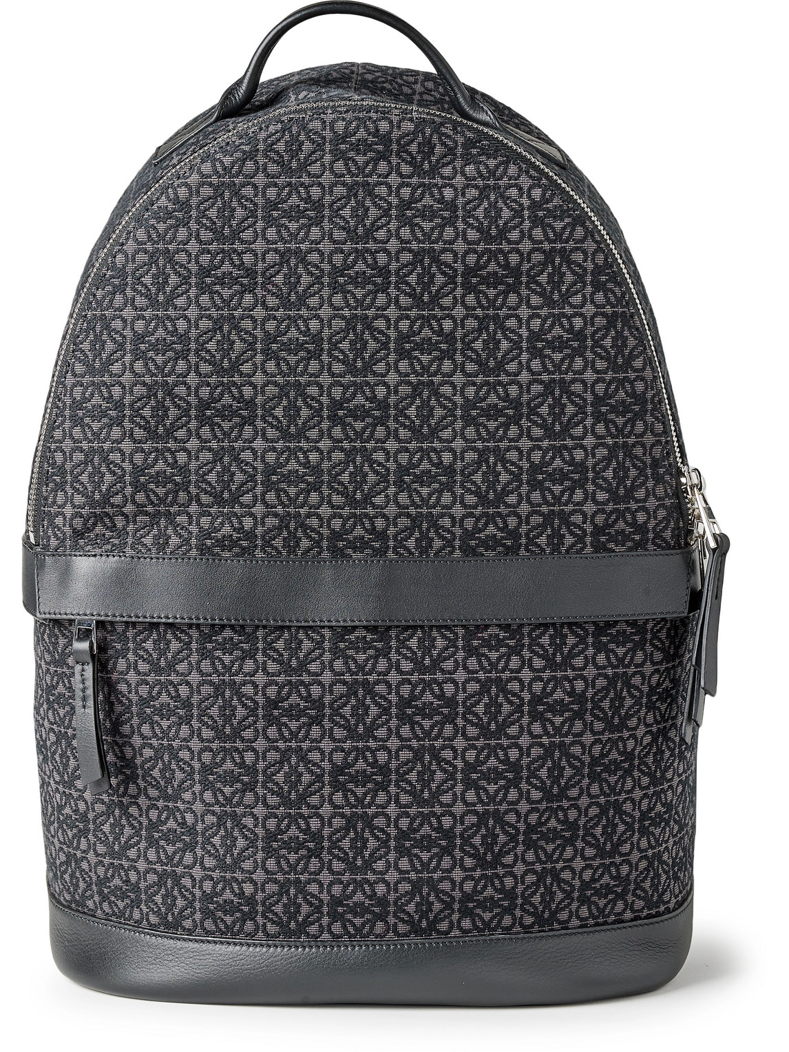 Leather-Trimmed Logo-Jacquard Canvas Backpack