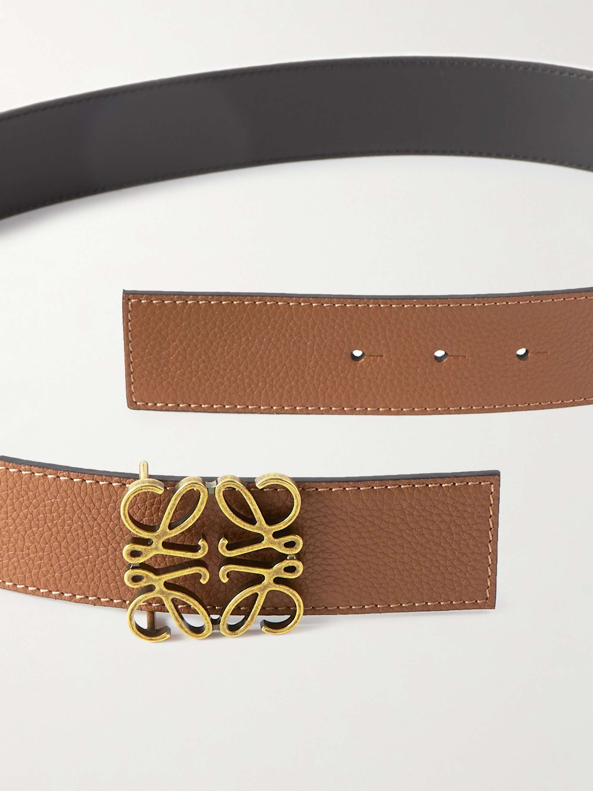 Womens Belts Loewe Belts Loewe Anagram Reversible Leather Belt in Brown 