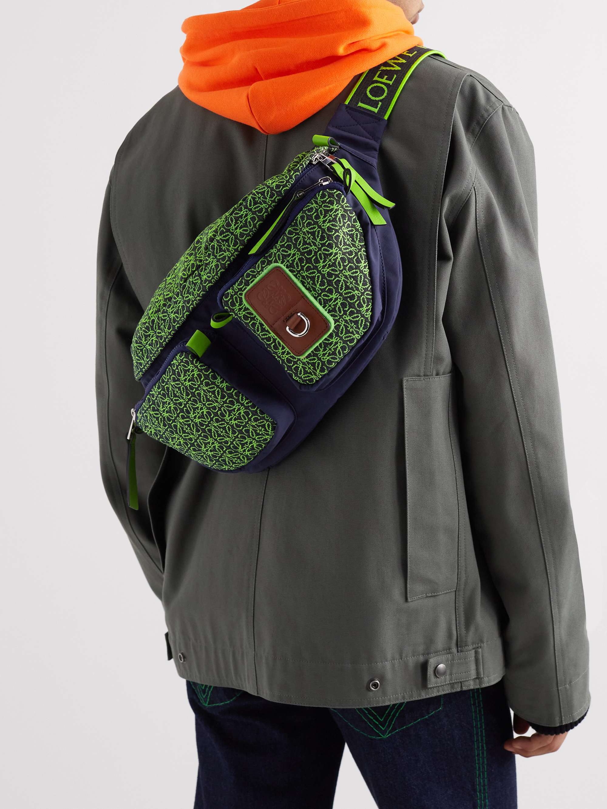 LOEWE Anagram Leather-Trimmed Logo-Jacquard Canvas and Nylon Belt Bag
