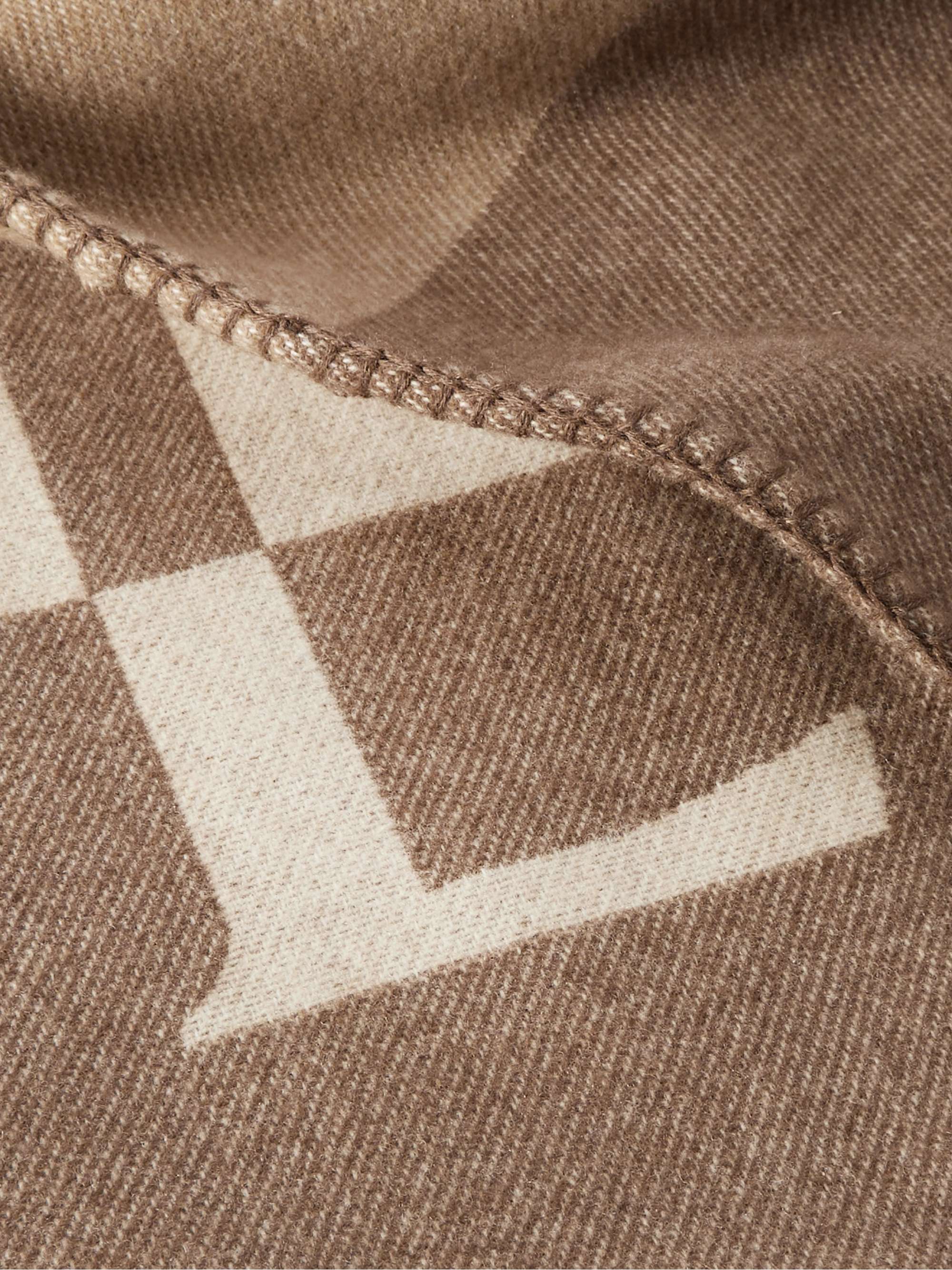 LOEWE Logo-Detailed Striped Wool-Blend Blanket