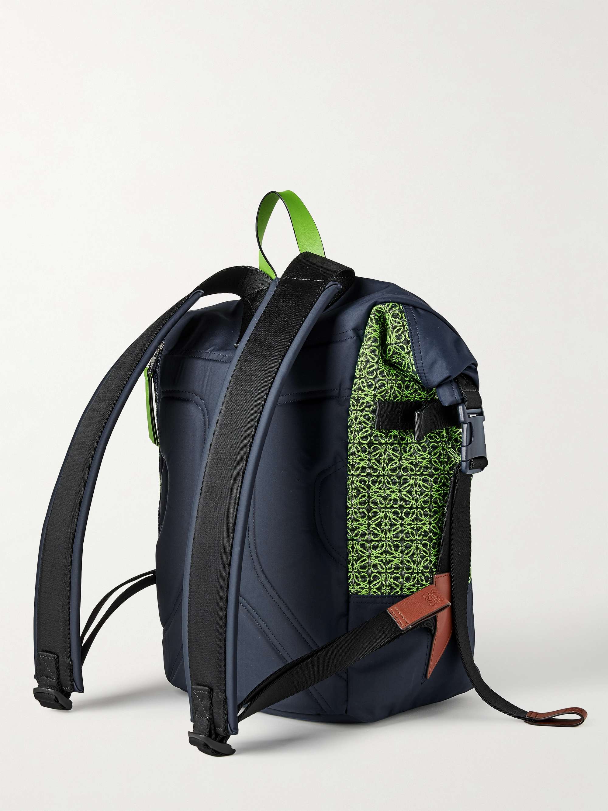 LOEWE Leather-Trimmed Canvas Roll-Top Backpack