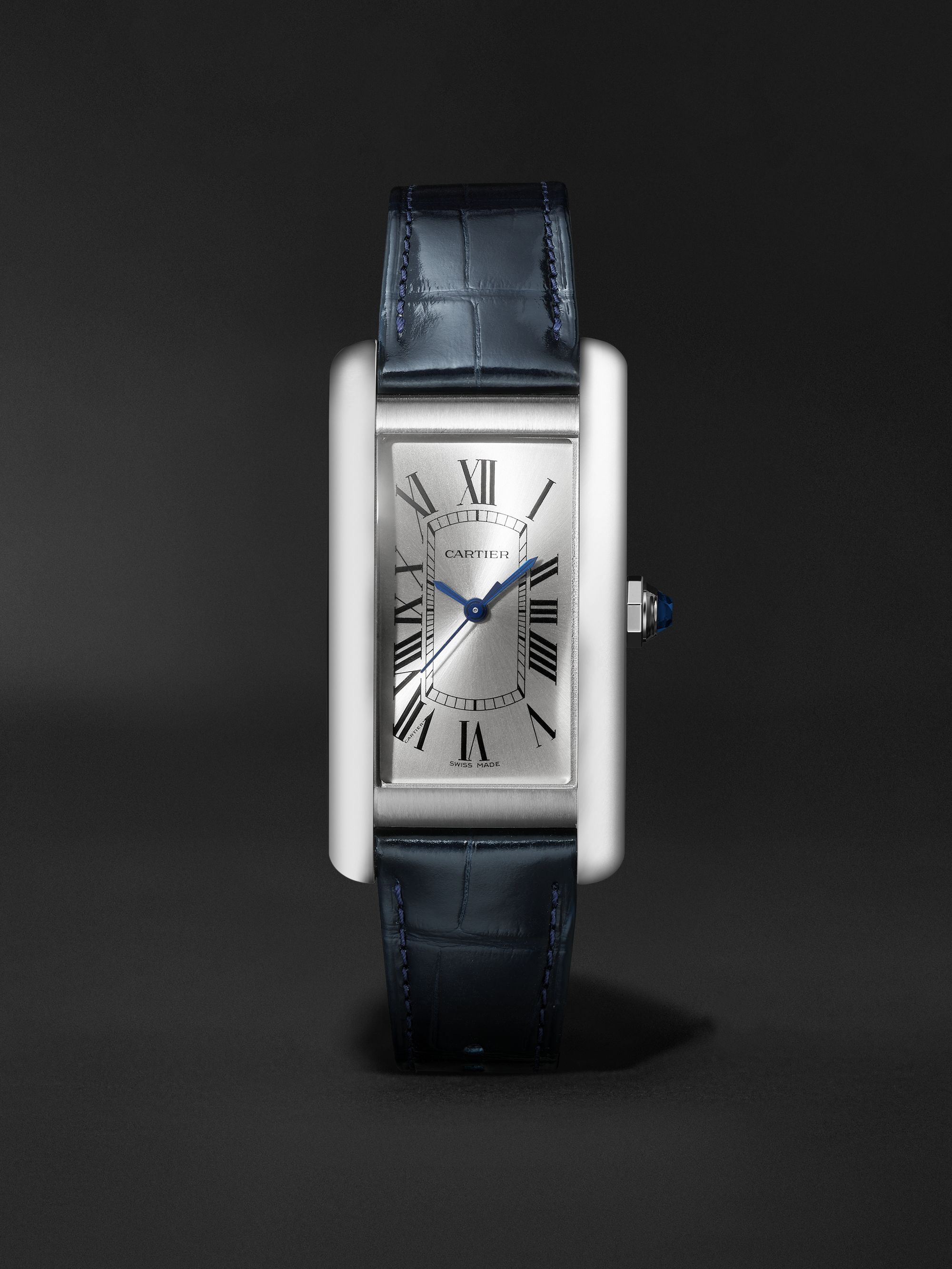 CARTIER Tank Américaine Automatic 41.6mm Stainless Steel and Alligator Watch, Ref. No. WSTA0044