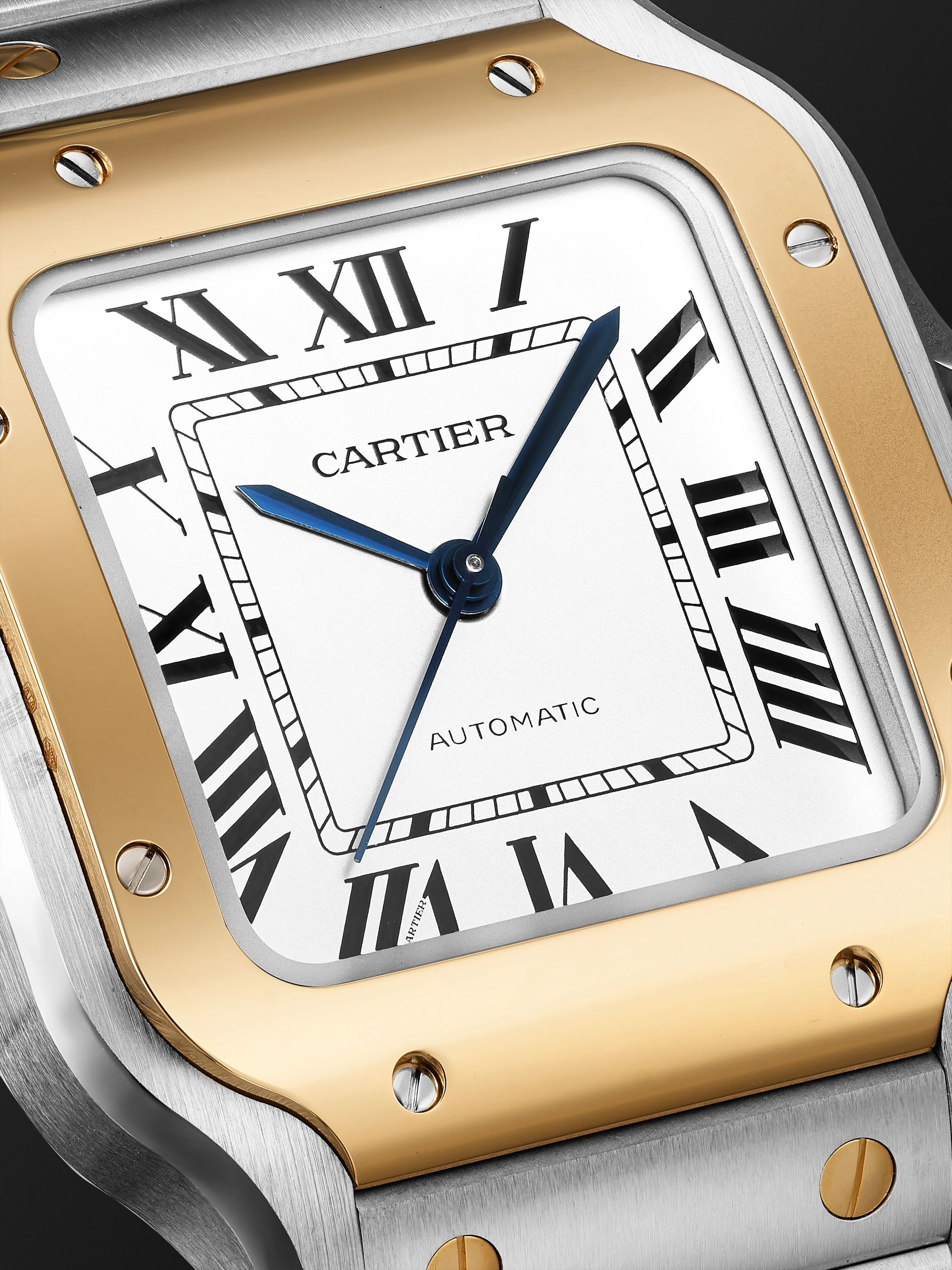 CARTIER Santos de Cartier Automatic 35.1mm Interchangeable 18-Karat Gold, Stainless Steel and Leather Watch, Ref. No. W2SA0016