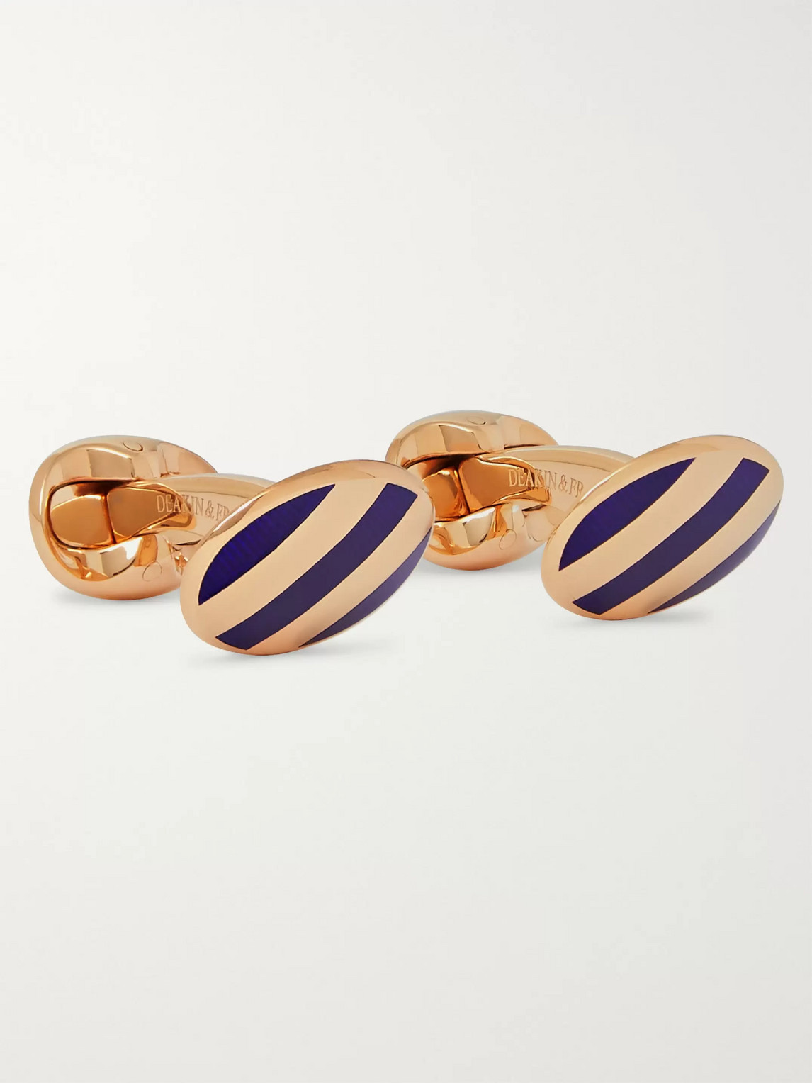 Kingsman Deakin & Francis Striped Rose Gold-plated Cufflinks In Blue