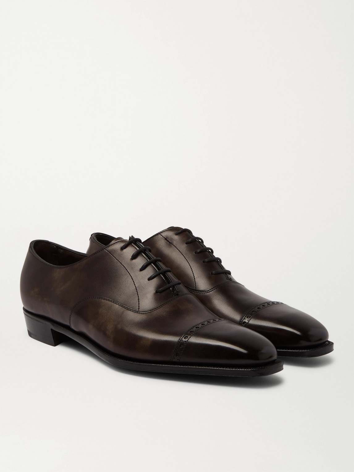 George Cleverley Nakagawa Burnished-leather Oxford Shoes In Brown