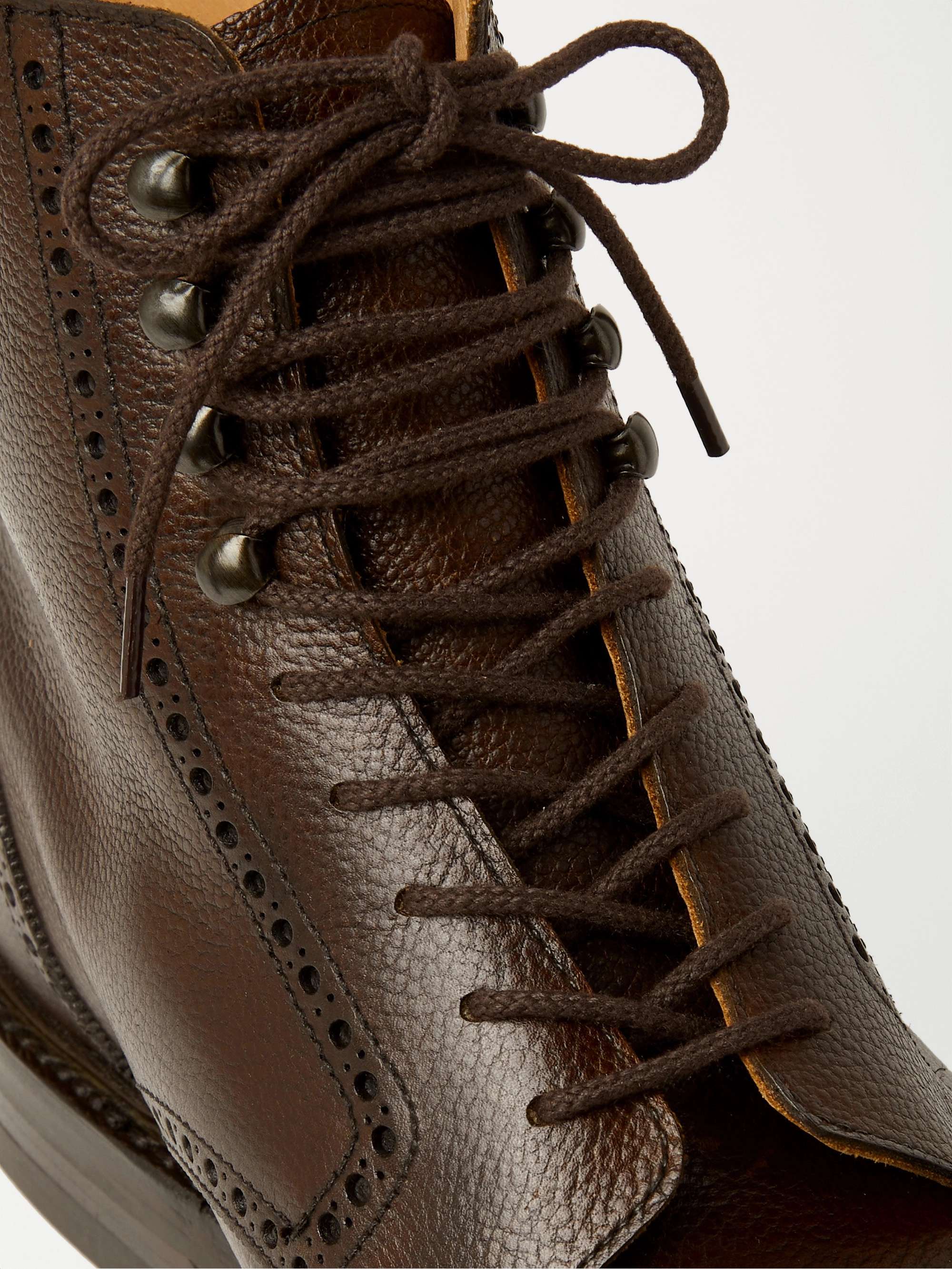 GEORGE CLEVERLEY Toby Pebble-Grain Leather Brogue Boots