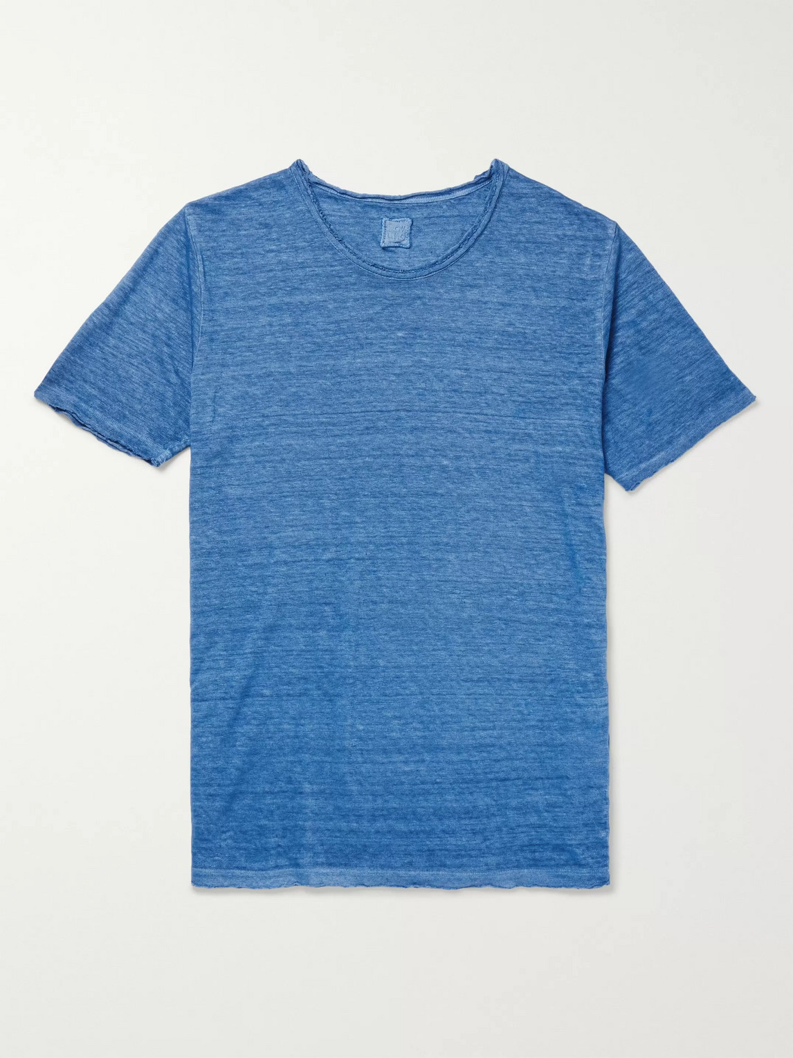 120% Slub Linen T-shirt In Blue