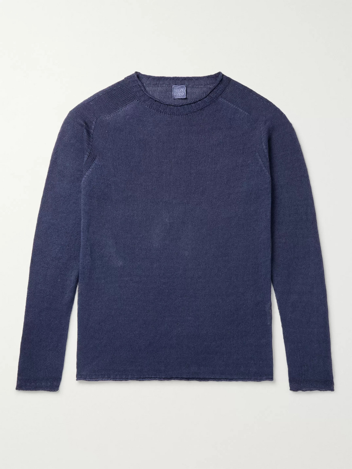 120% Linen, Cotton And Lyocell-blend Sweater In Blue