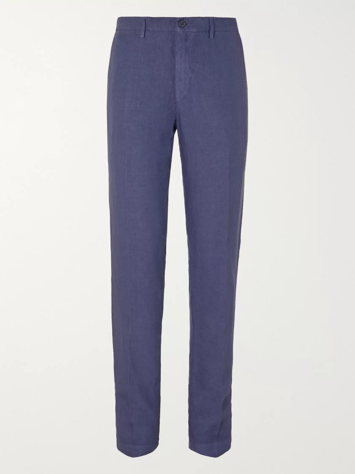 120% Linen Trousers In Blue