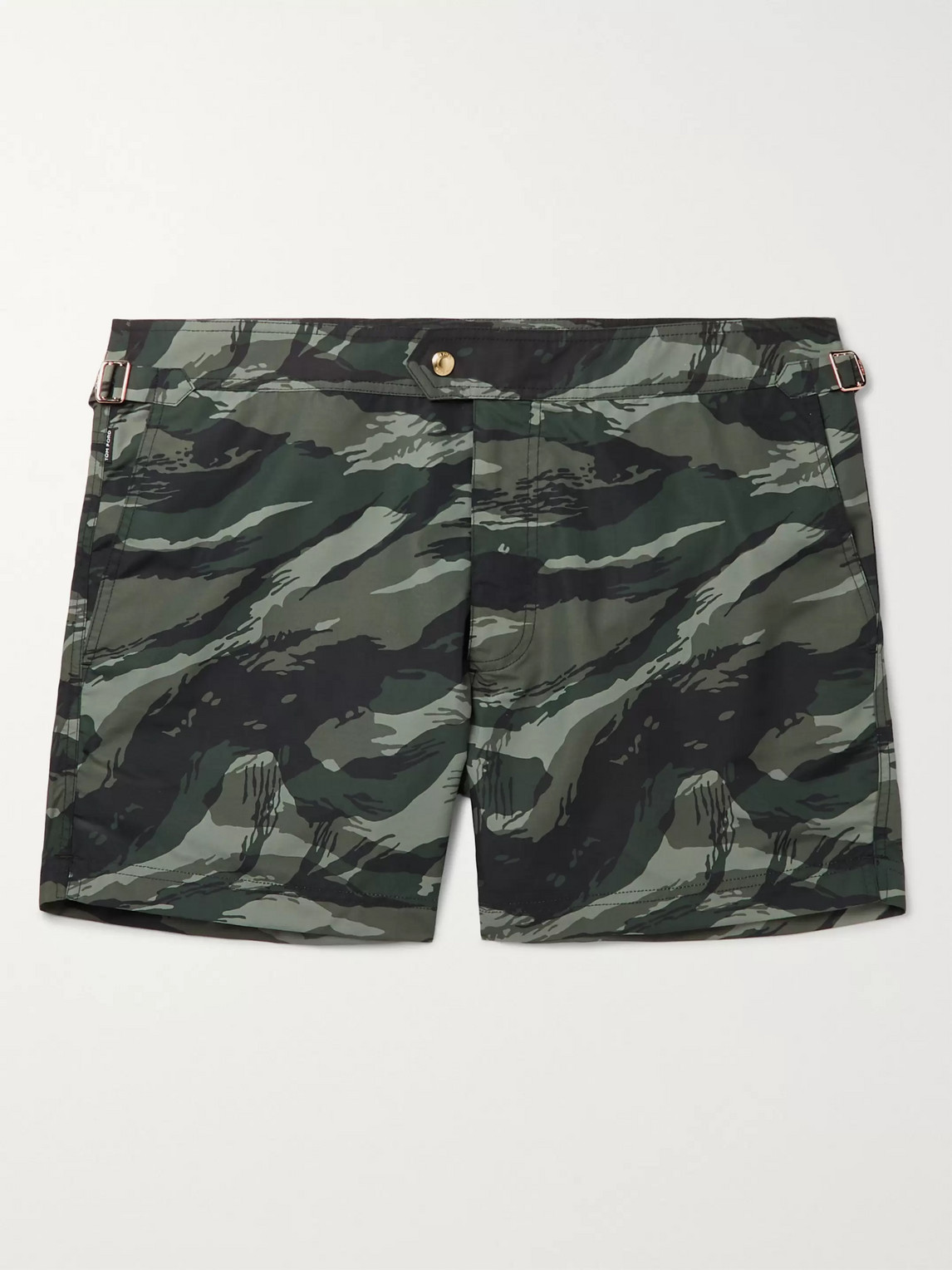 Tom Ford Slim-fit Short-length Camouflage-print Swim Shorts In Green