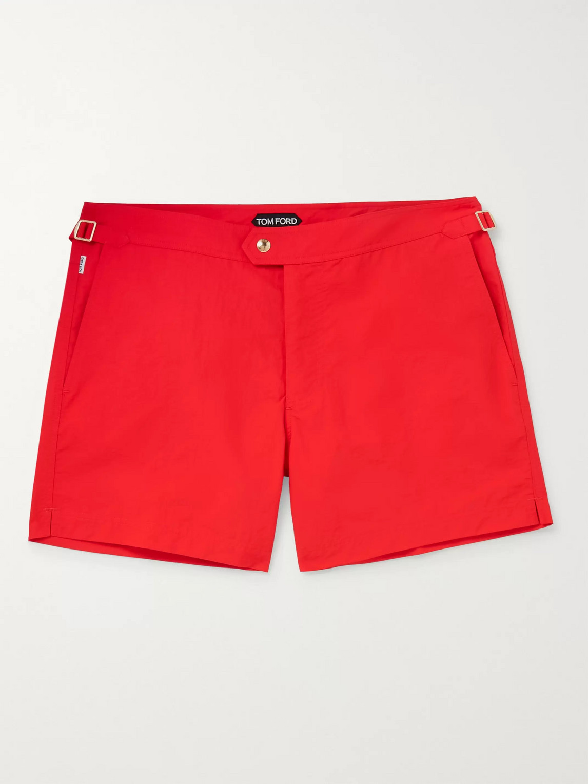 Tom Ford Slim-fit Mid-length Swim Shorts In Red