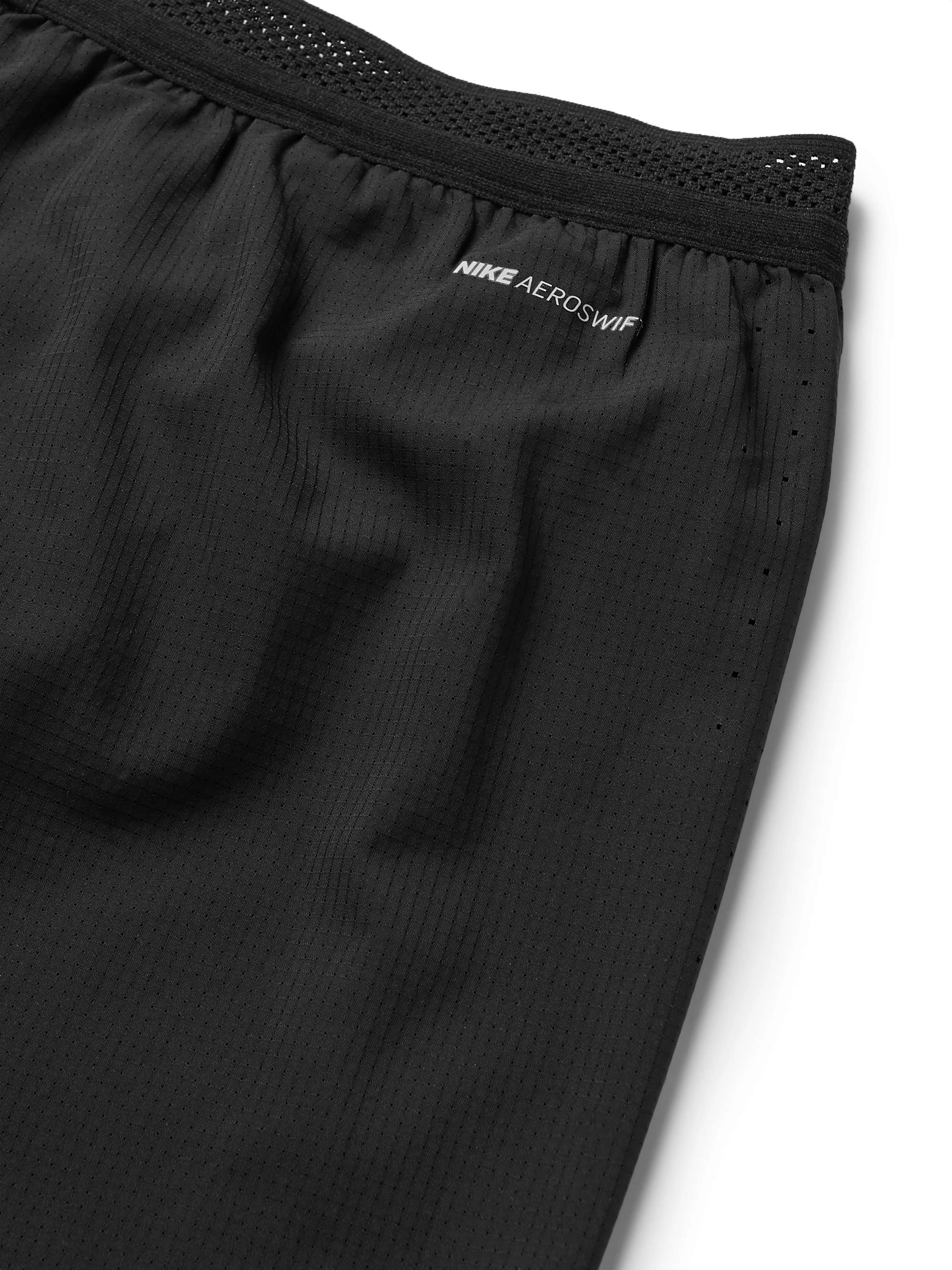 NIKE RUNNING AeroSwift Logo-Print Perforated Shell Running Shorts