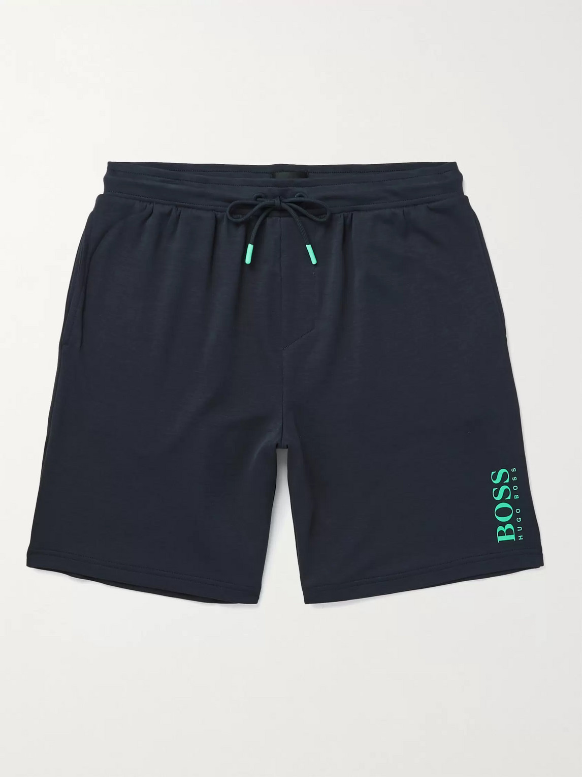 Hugo Boss Logo-print Lyocell-blend Jersey Drawstring Shorts In Blue