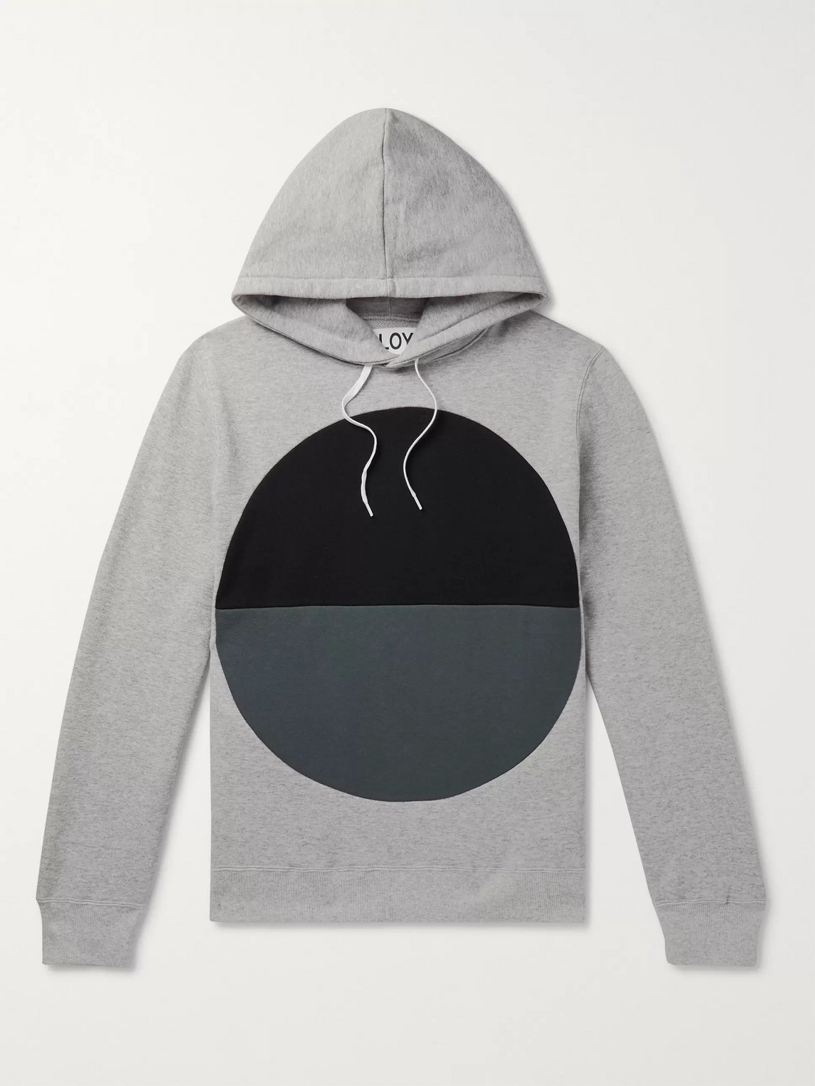 Aloye Colour-block Loopback Mélange Cotton-jersey Hoodie In Gray