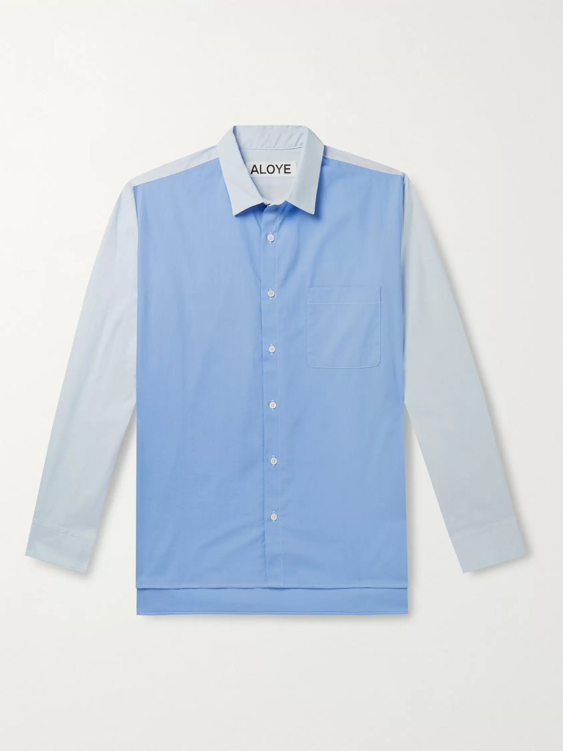 Aloye Colour-blocked Cotton-poplin Shirt In Blue