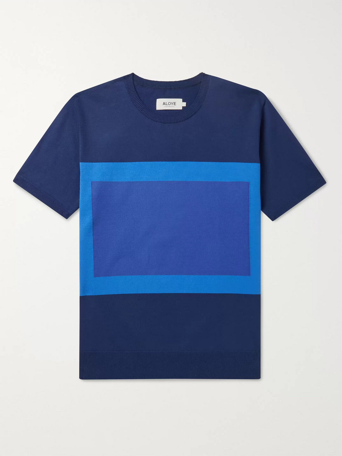Aloye Colour-block Cotton Jumper In Blue