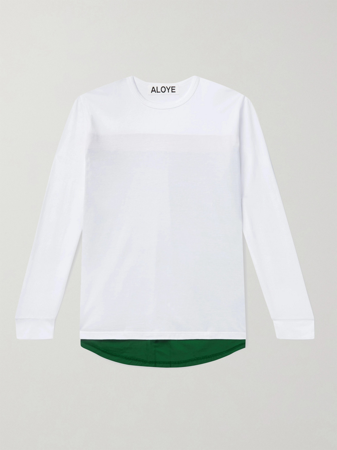 Aloye Colour-blocked Poplin-panelled Cotton-jersey T-shirt In White