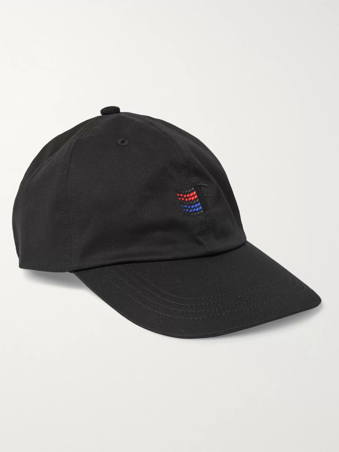 Flagstuff Embroidered Cotton-twill Baseball Cap In Black