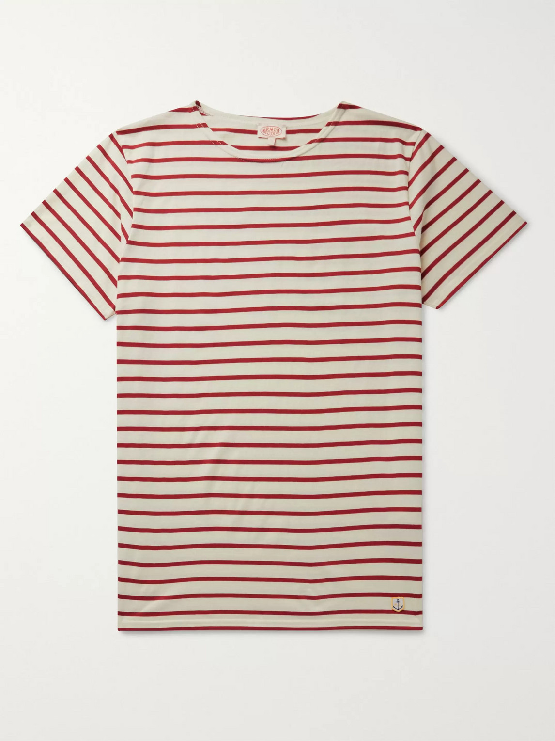 Armor-lux Striped Cotton-jersey T-shirt In Red