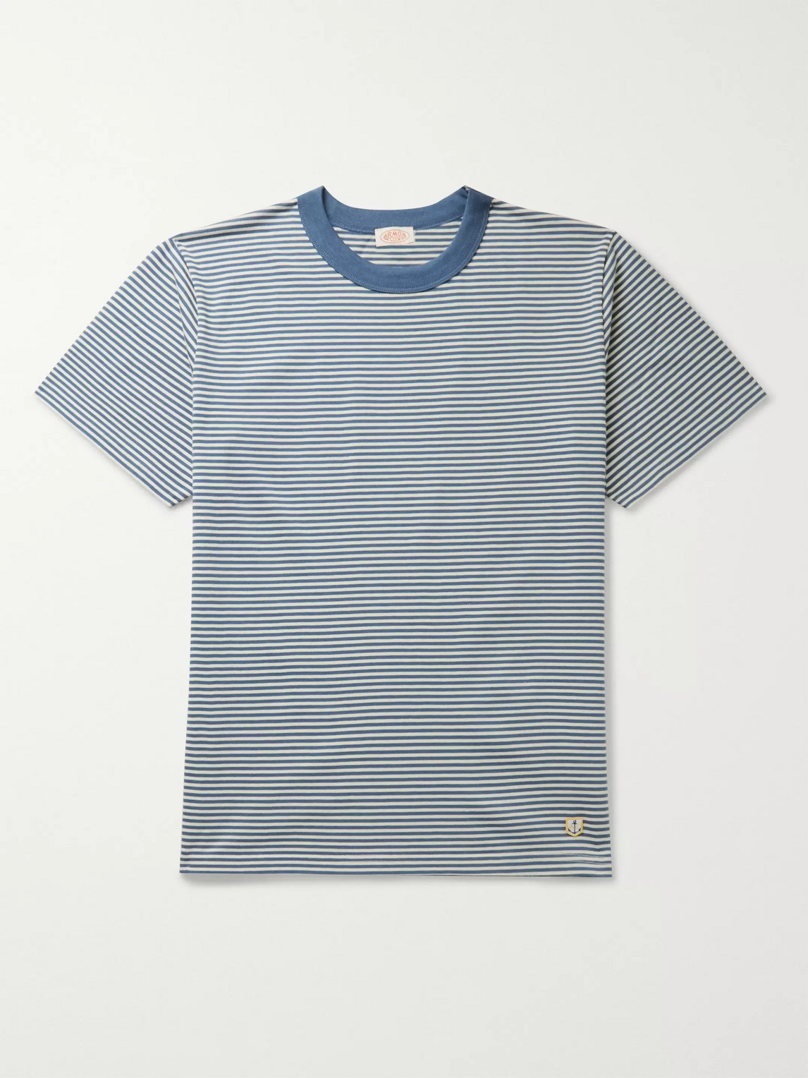 Armor-lux Striped Cotton-jersey T-shirt In Blue