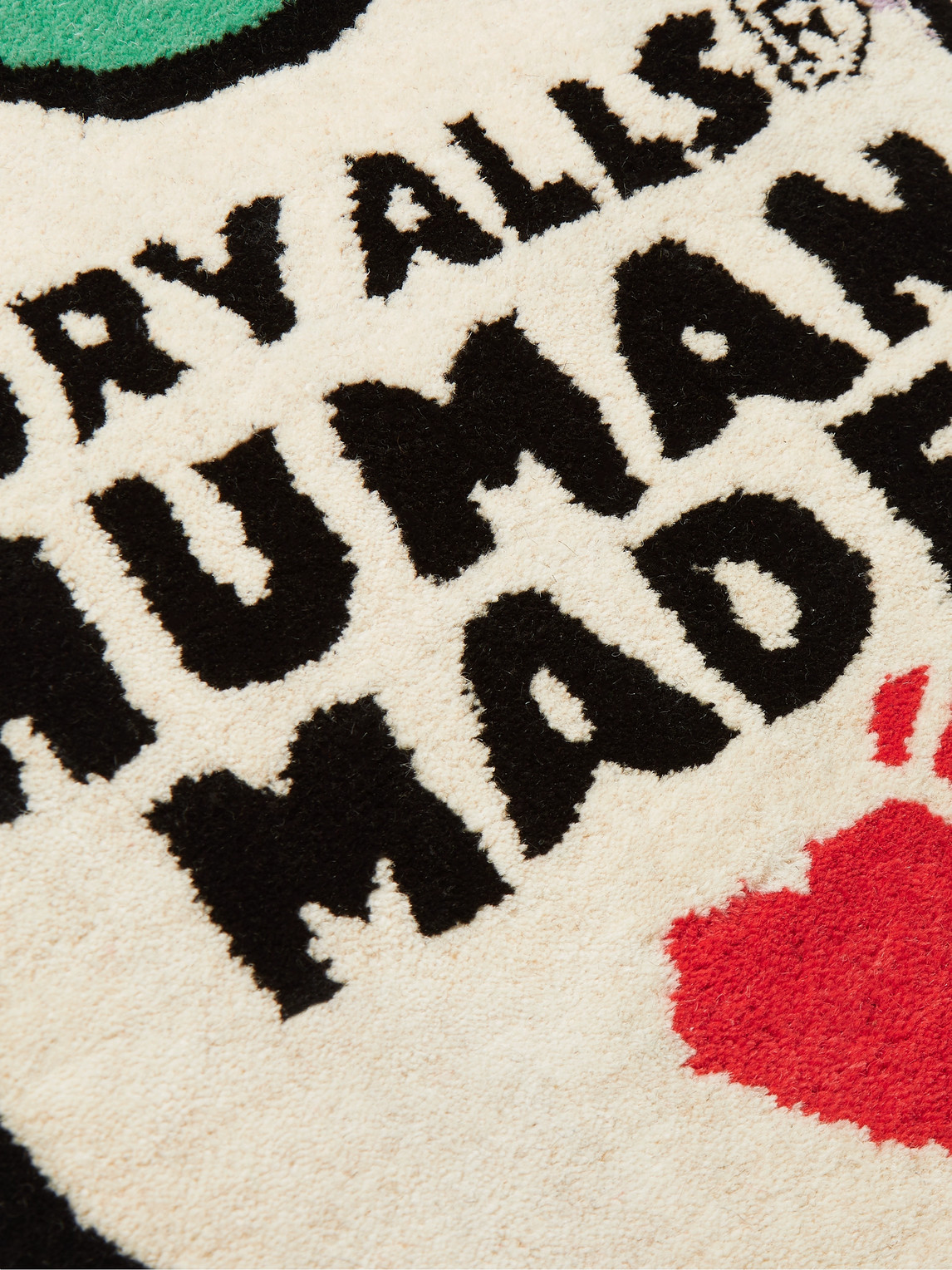 Human Made - Logo-Detailed Wool and Cotton-Blend Rug - Red Human Made