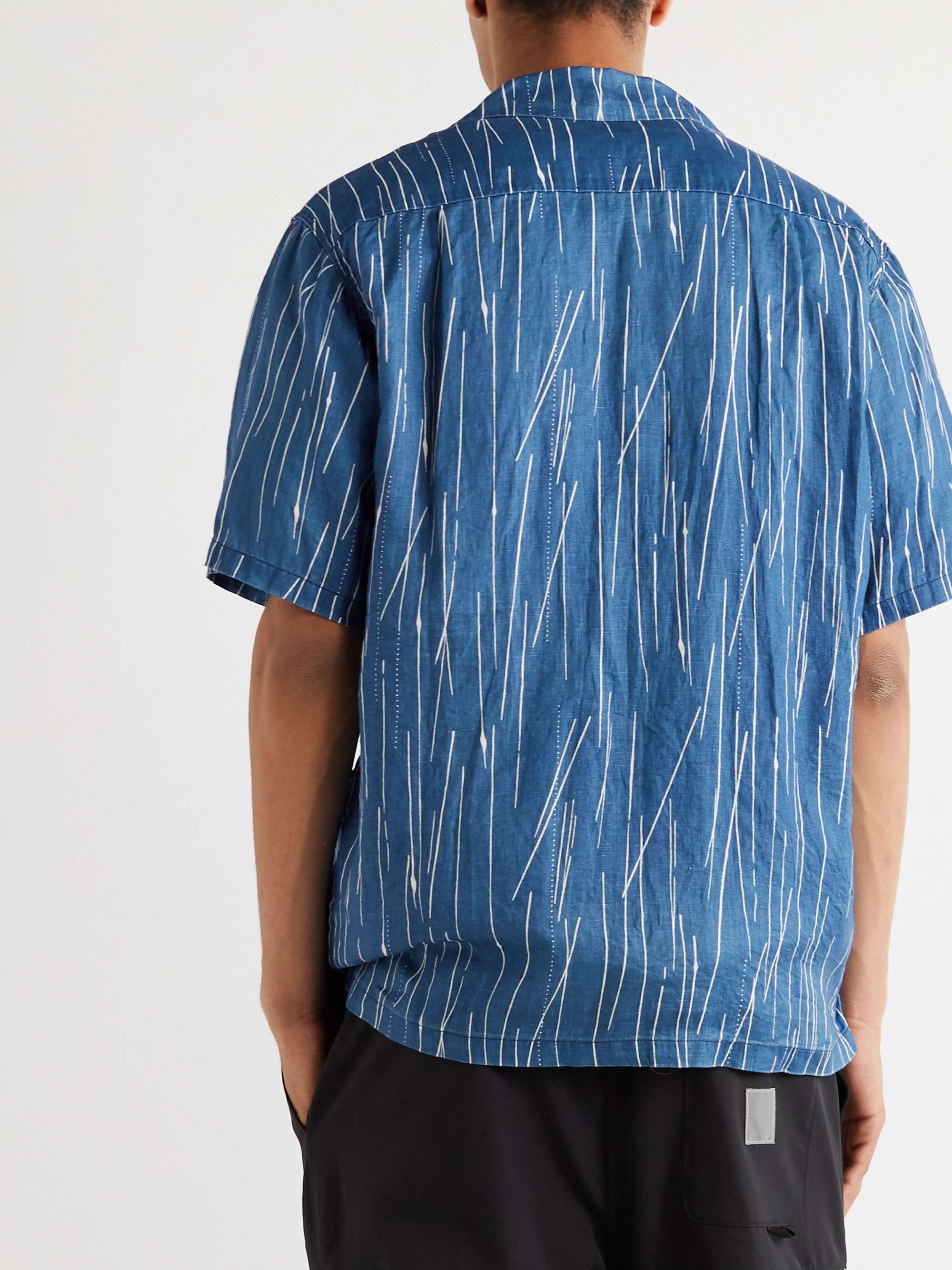 KAPITAL Camp-Collar Indigo-Dyed Linen Shirt