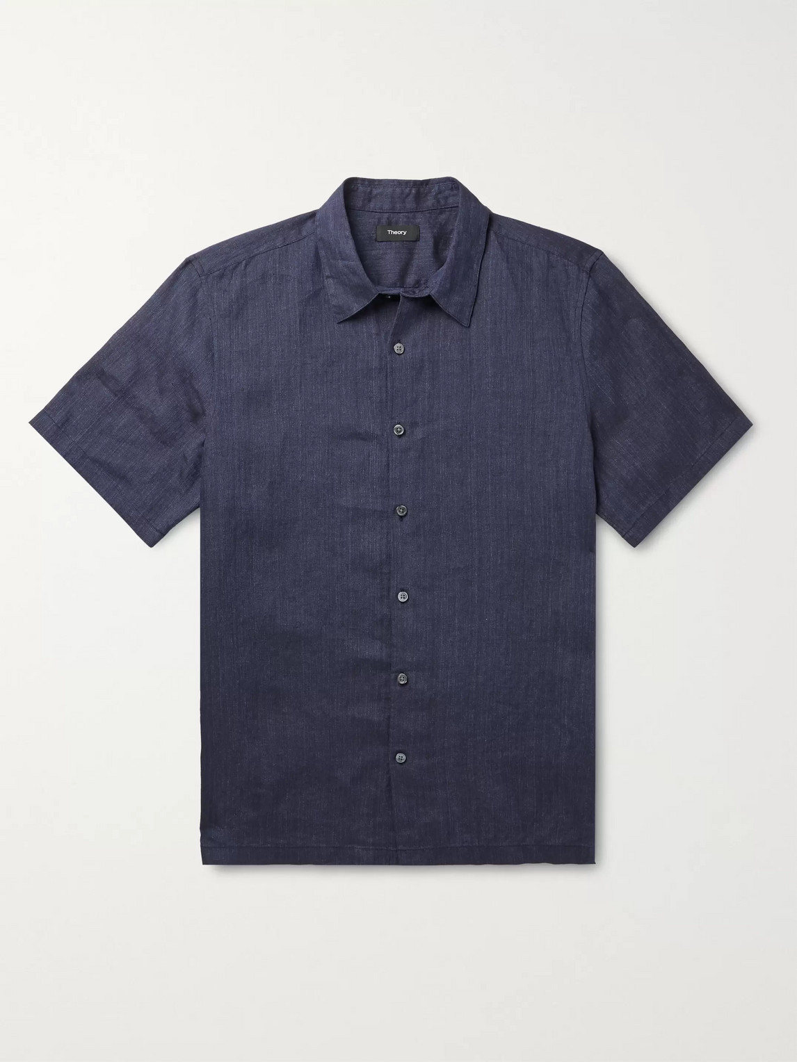 Theory Irving Short-sleeve Linen Shirt In Space