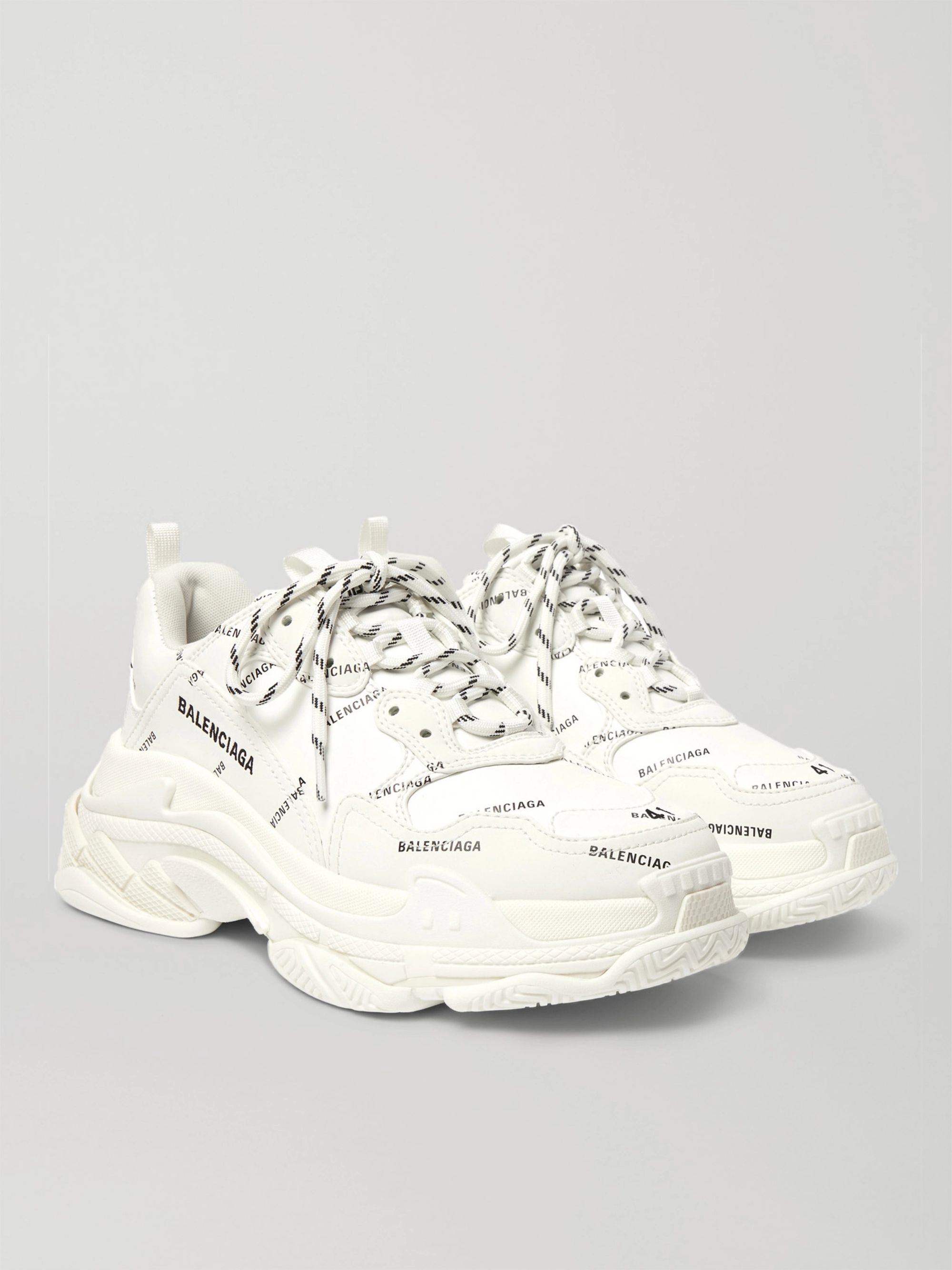 Balenciaga Leather Triple S Sneakers in White Save 20