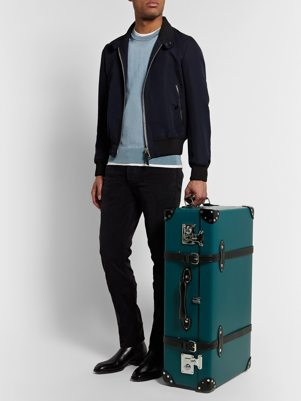 Globe-trotter 30 Leather-trimmed Trolley Case" In Blue