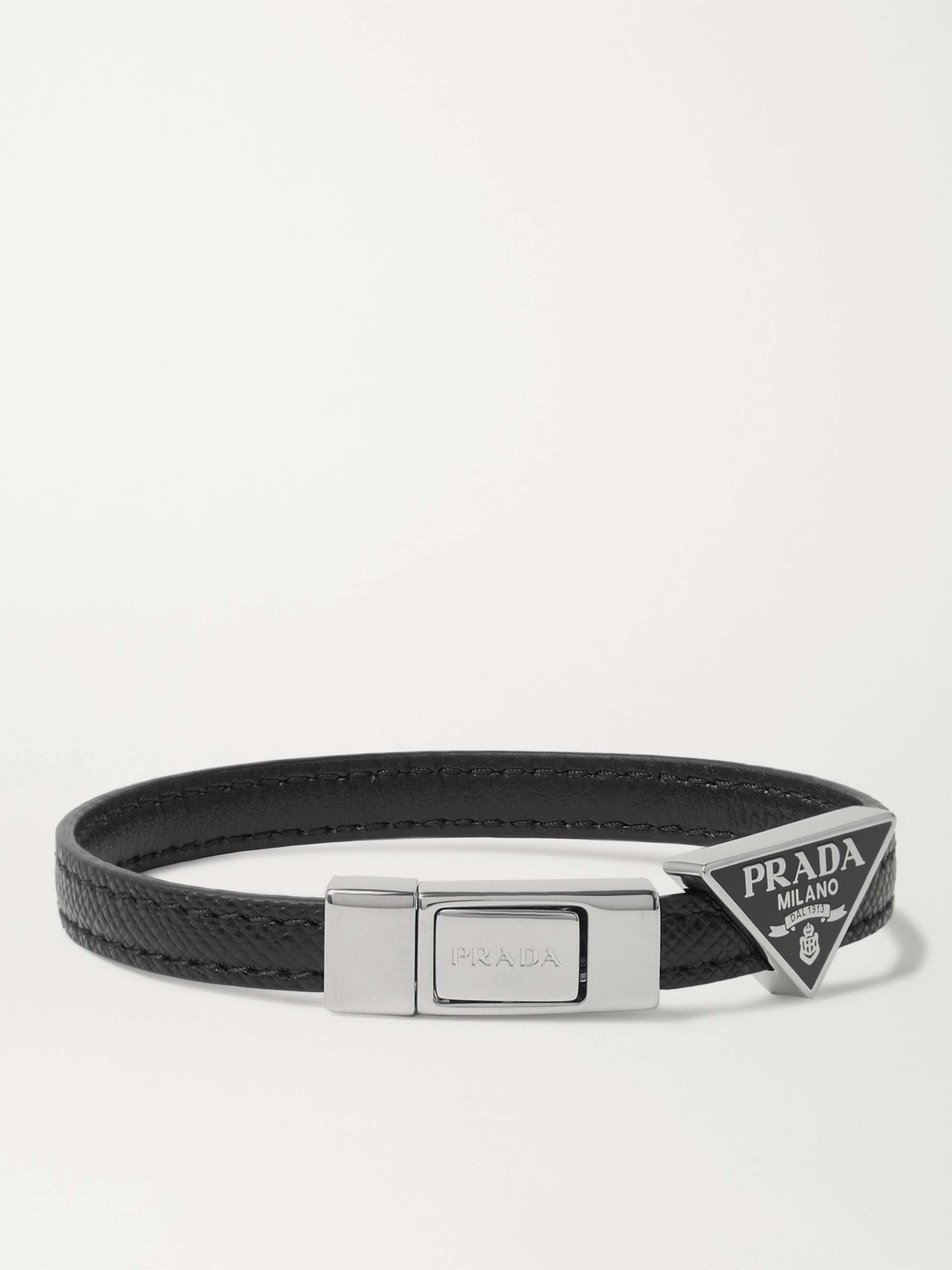 PRADA Logo-Detailed Saffiano Leather Bracelet