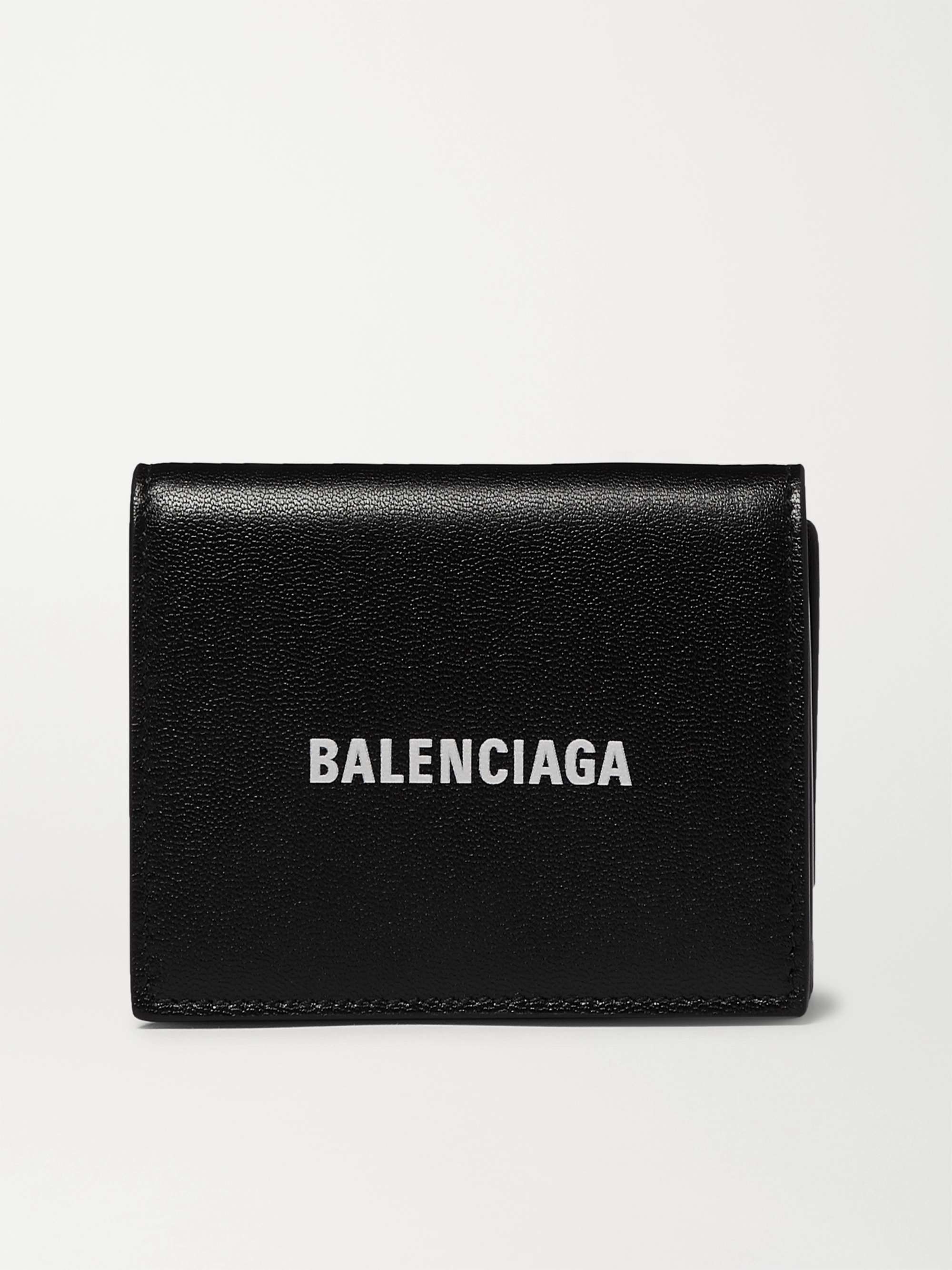 BALENCIAGA Logo-Print Leather Trifold Wallet