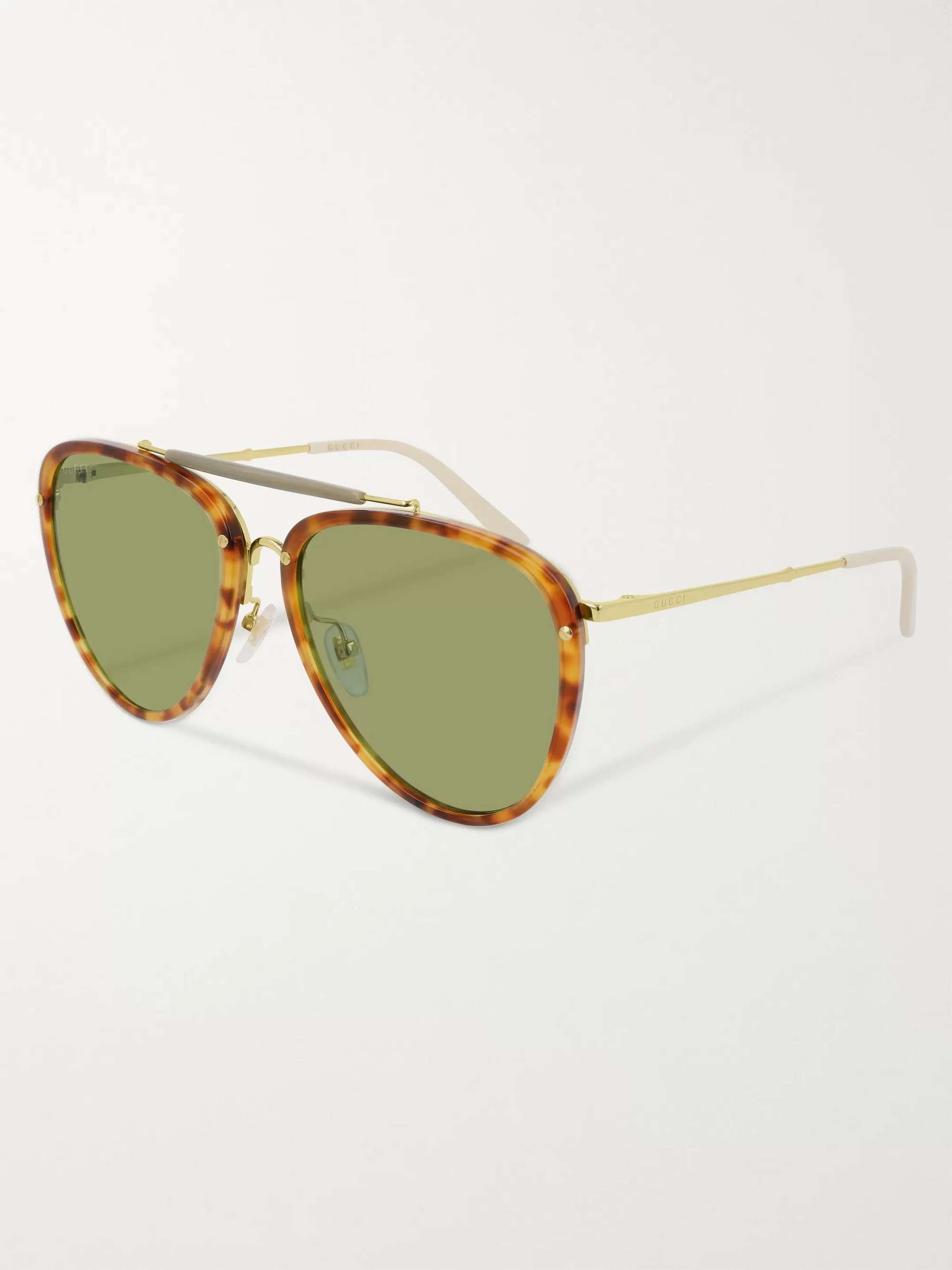 GUCCI EYEWEAR Aviator-Style Tortoiseshell Acetate and Gold-Tone Sunglasses
