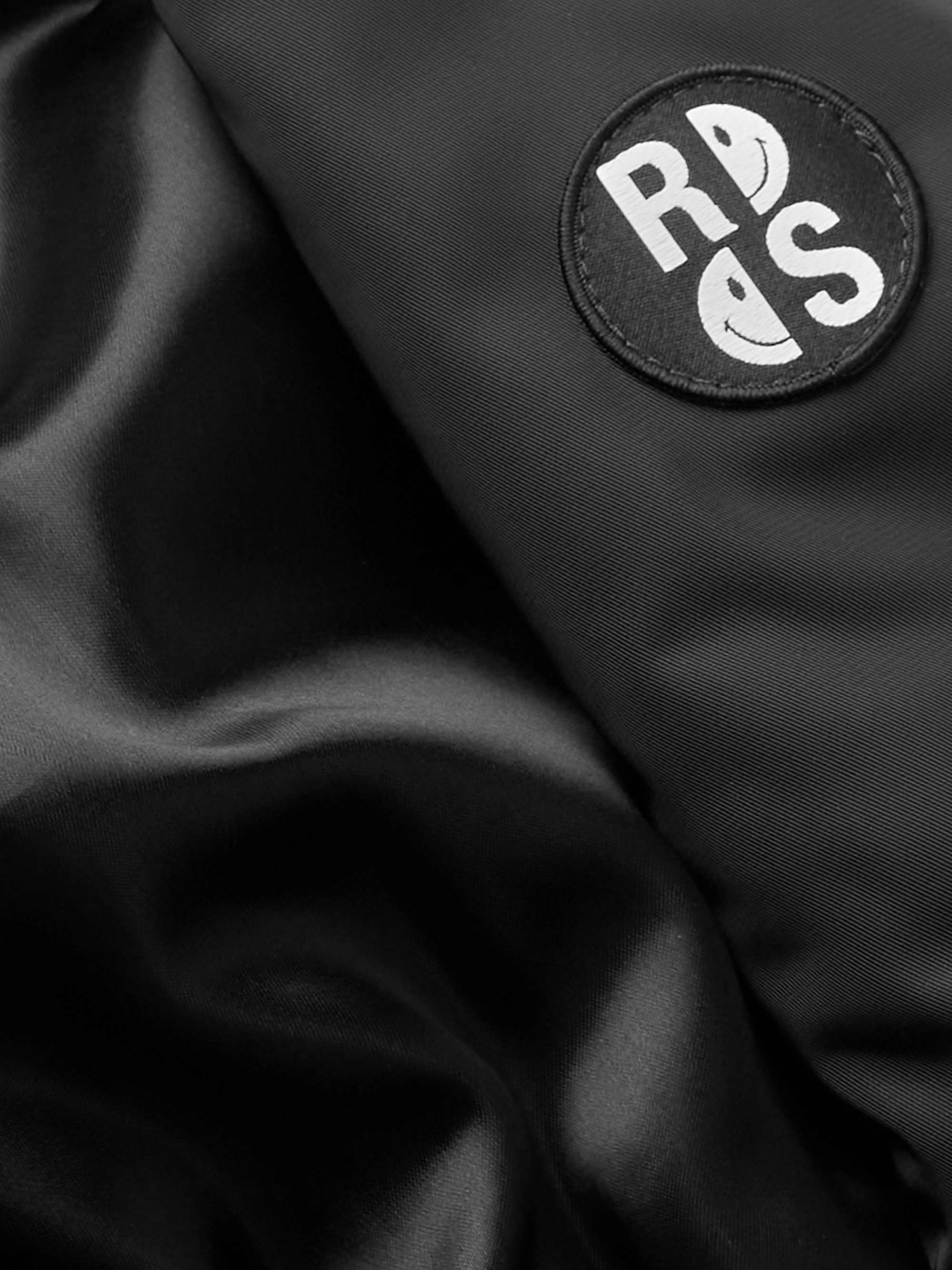 Black + Smiley Logo-Print Shell Padded Bomber Jacket | RAF SIMONS | MR  PORTER