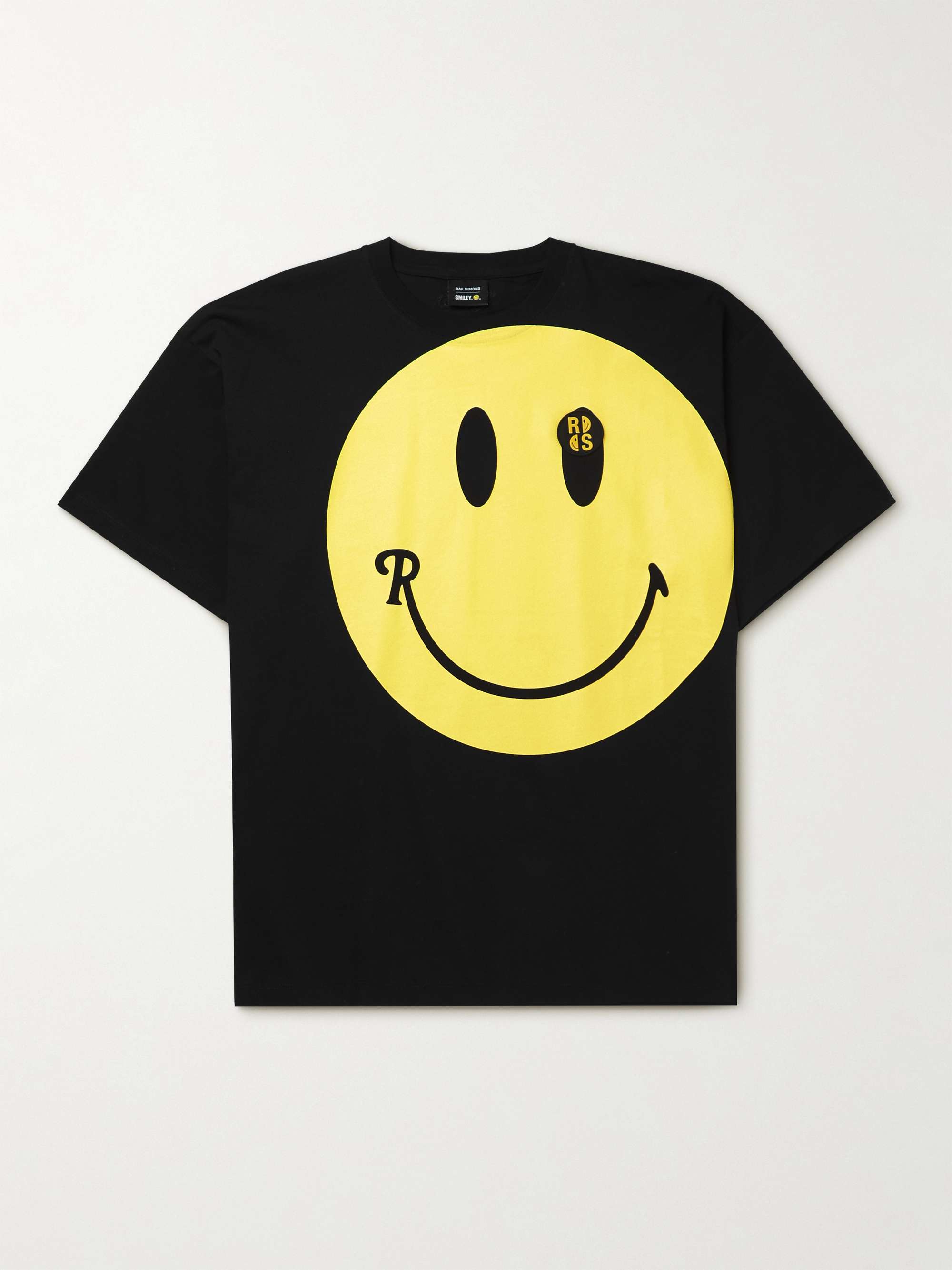 RAF SIMONS + Smiley Logo-Appliquéd Printed Cotton-Jersey T-Shirt
