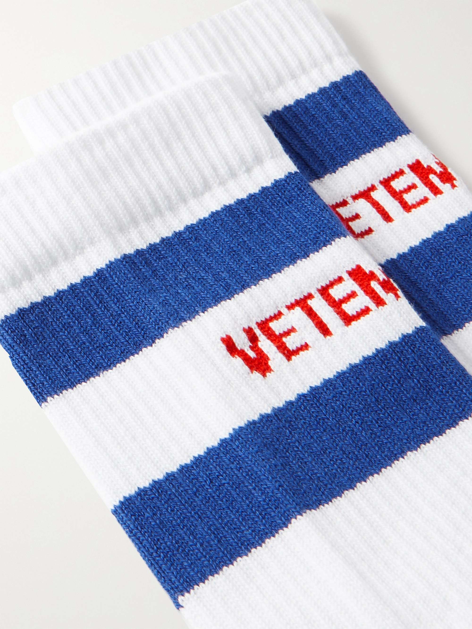 Logo-Jacquard Striped Cotton-Blend Socks