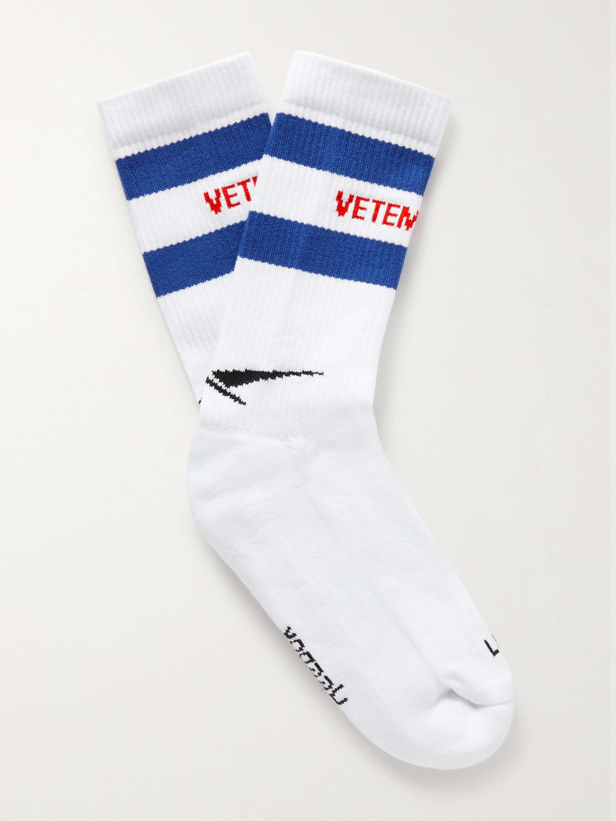 VETEMENTS Logo-Jacquard Striped Cotton-Blend Socks