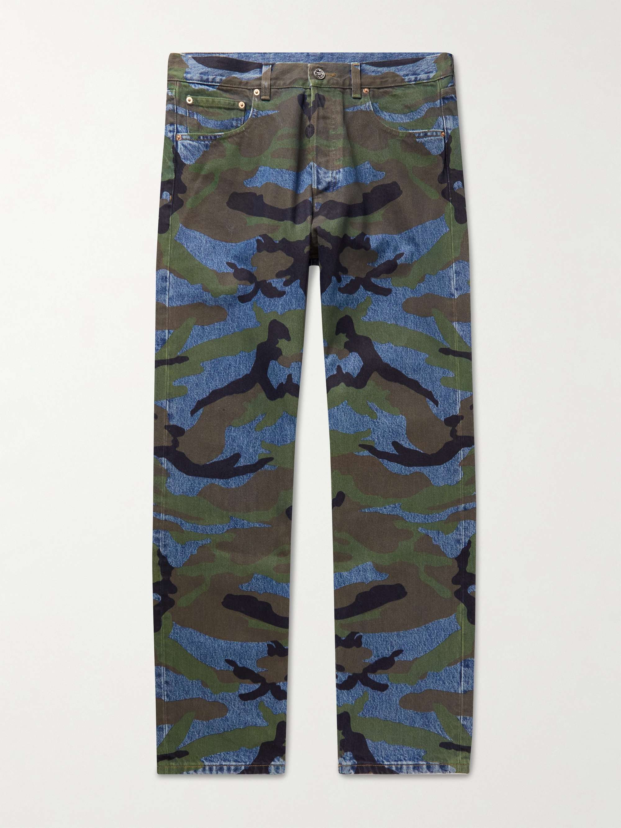 베트멍 청바지 Vetements Straight-Leg Camouflage-Print Jeans,Blue