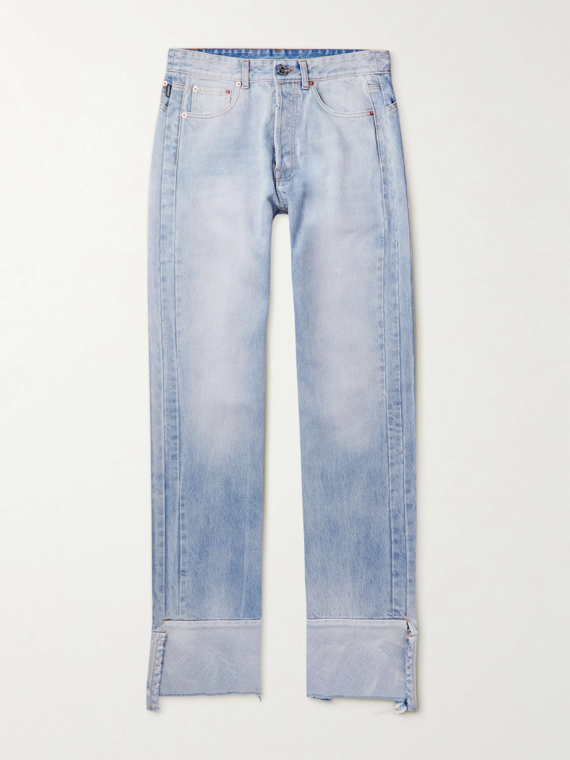 베트멍 청바지 Vetements Bootcut Distressed Jeans,Blue