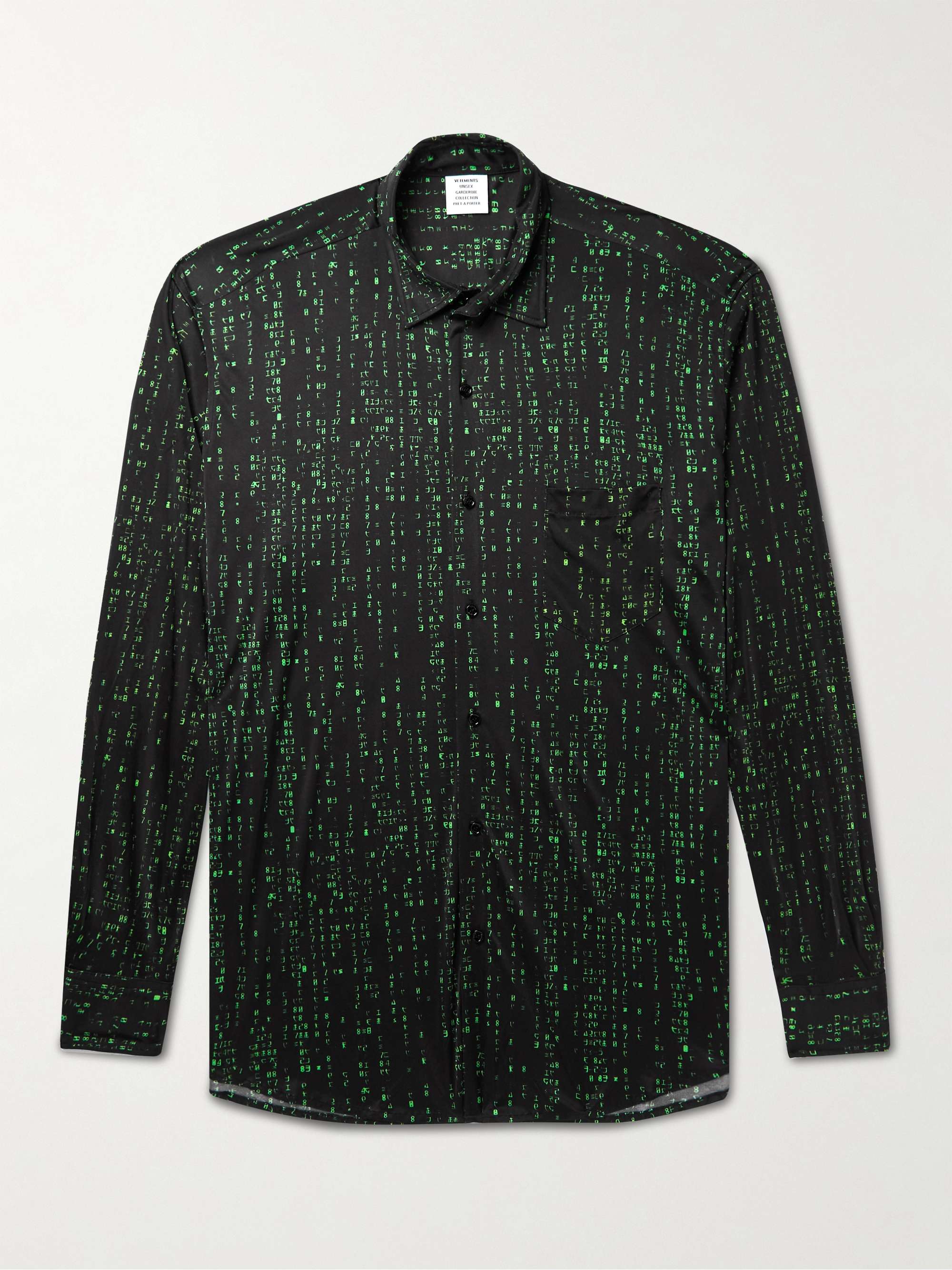 베트멍 셔츠 Vetements Logo-Appliqued Printed Jersey Shirt,Green