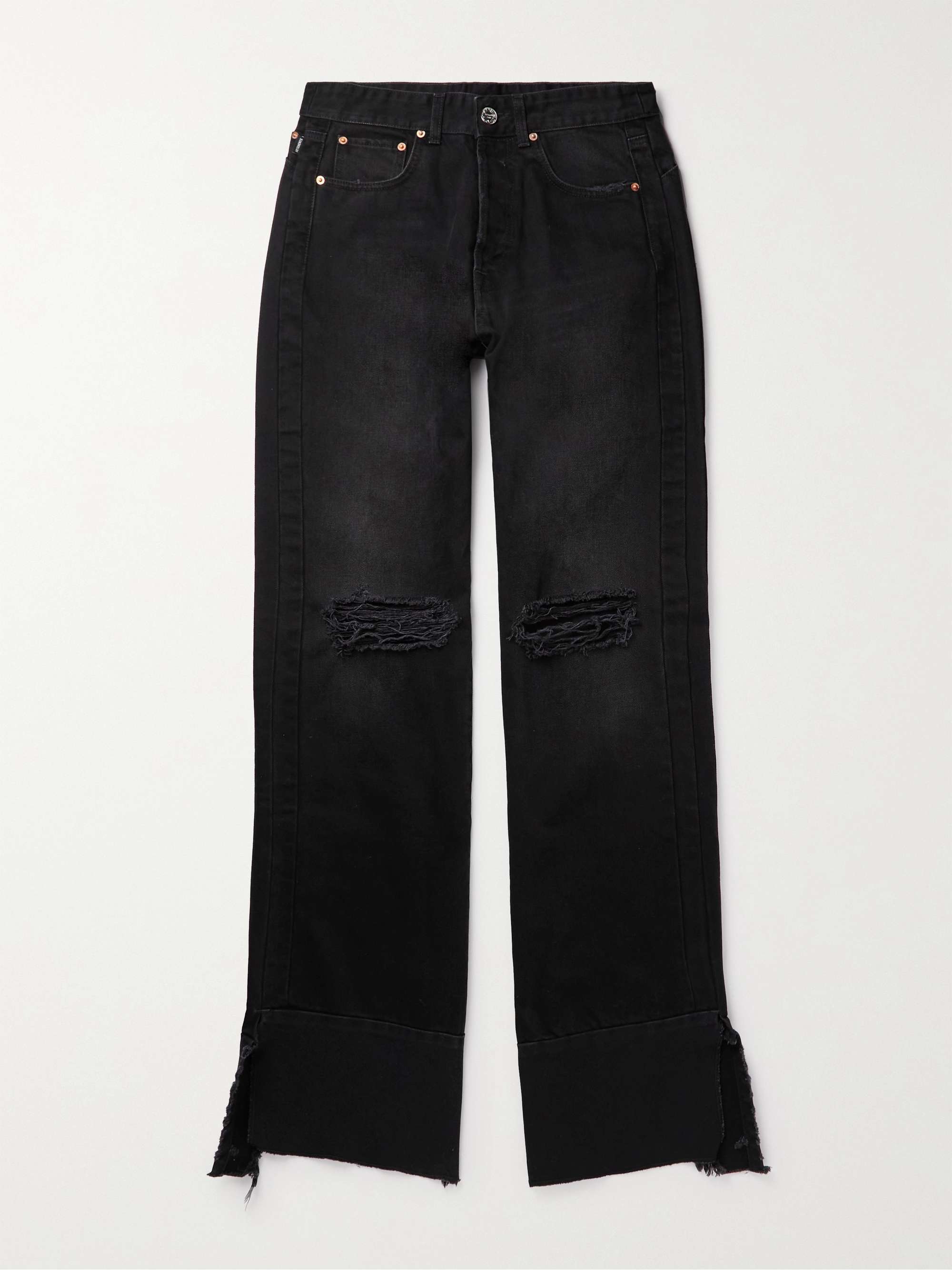 베트멍 청바지 Vetements Flared Distressed Jeans,Black
